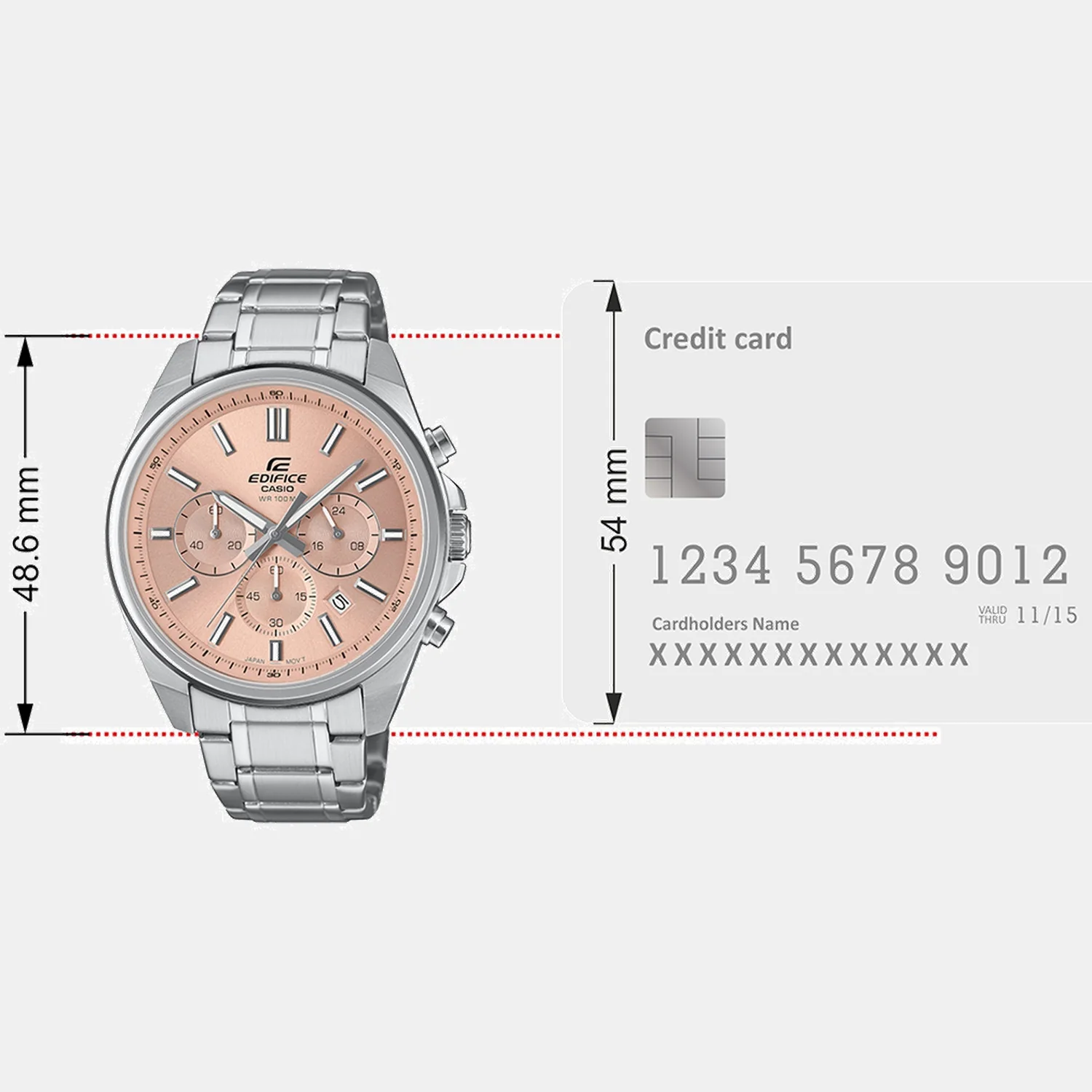Edifice Men Quartz Peach Dial Analog Stainless Steel Watch ED660 - Image 7