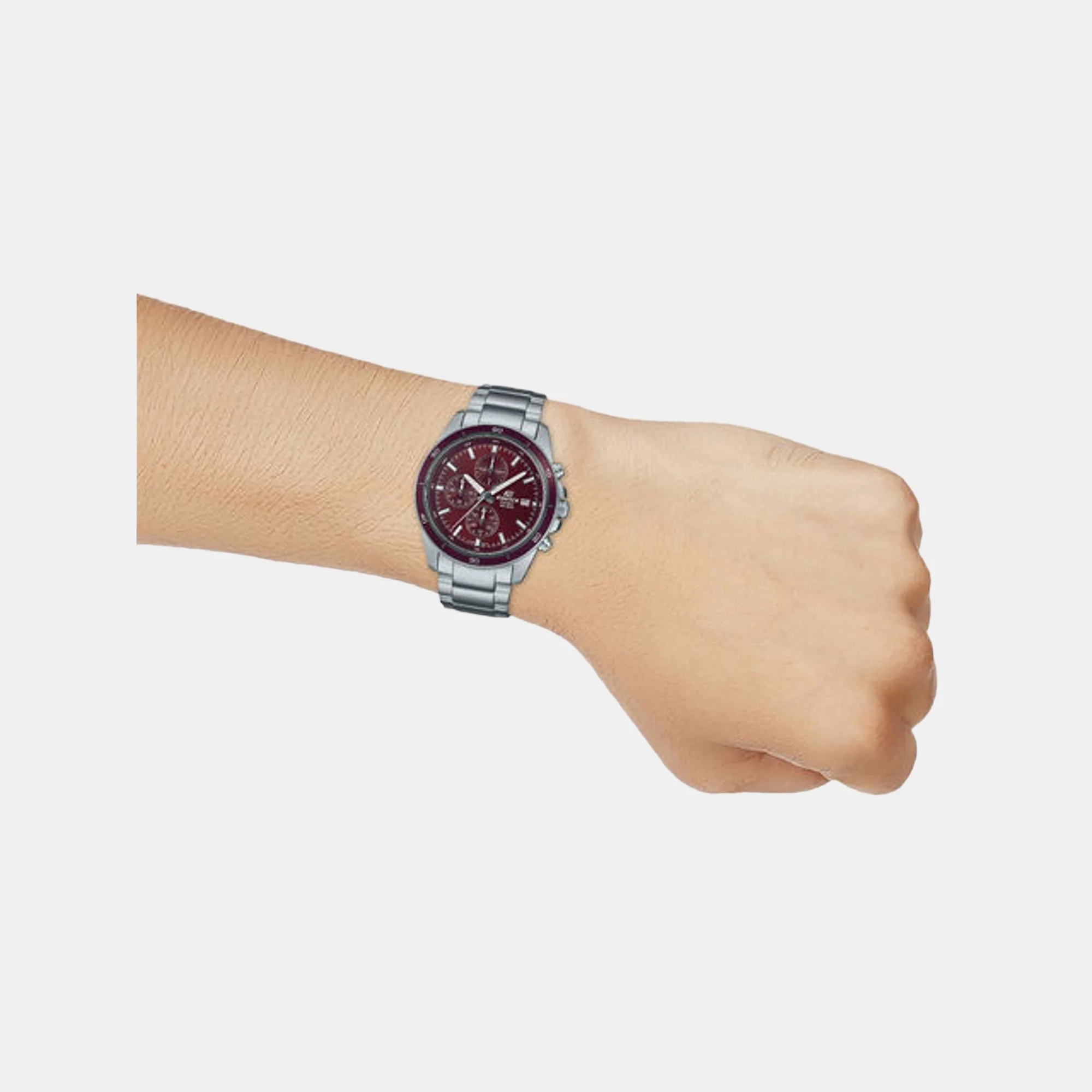 Edifice Men Quartz Red Dial Chronograph Stainless Steel Watch ED569 - Image 4