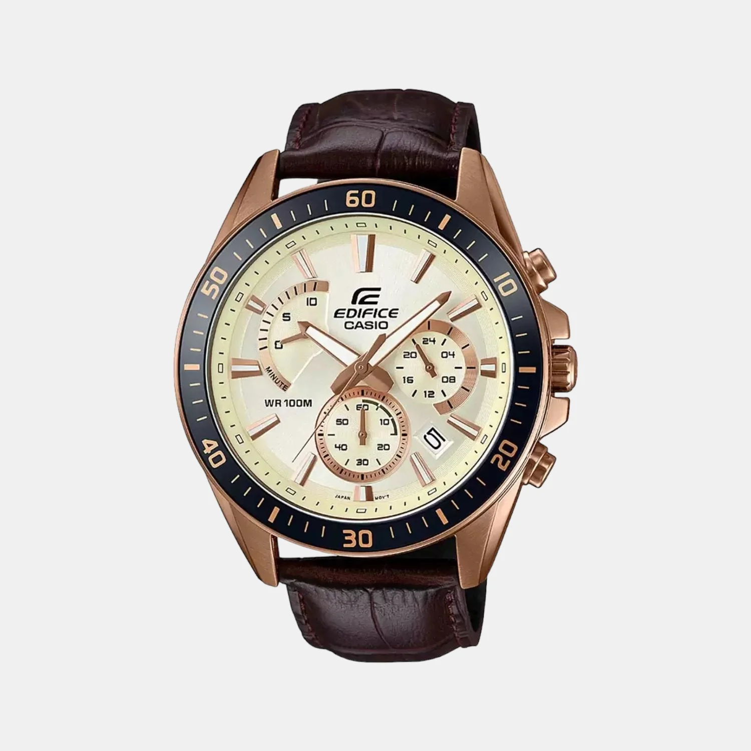 G-Shock Men Quartz Beige Dial Chronograph Leather Watch EX359 - Image 2