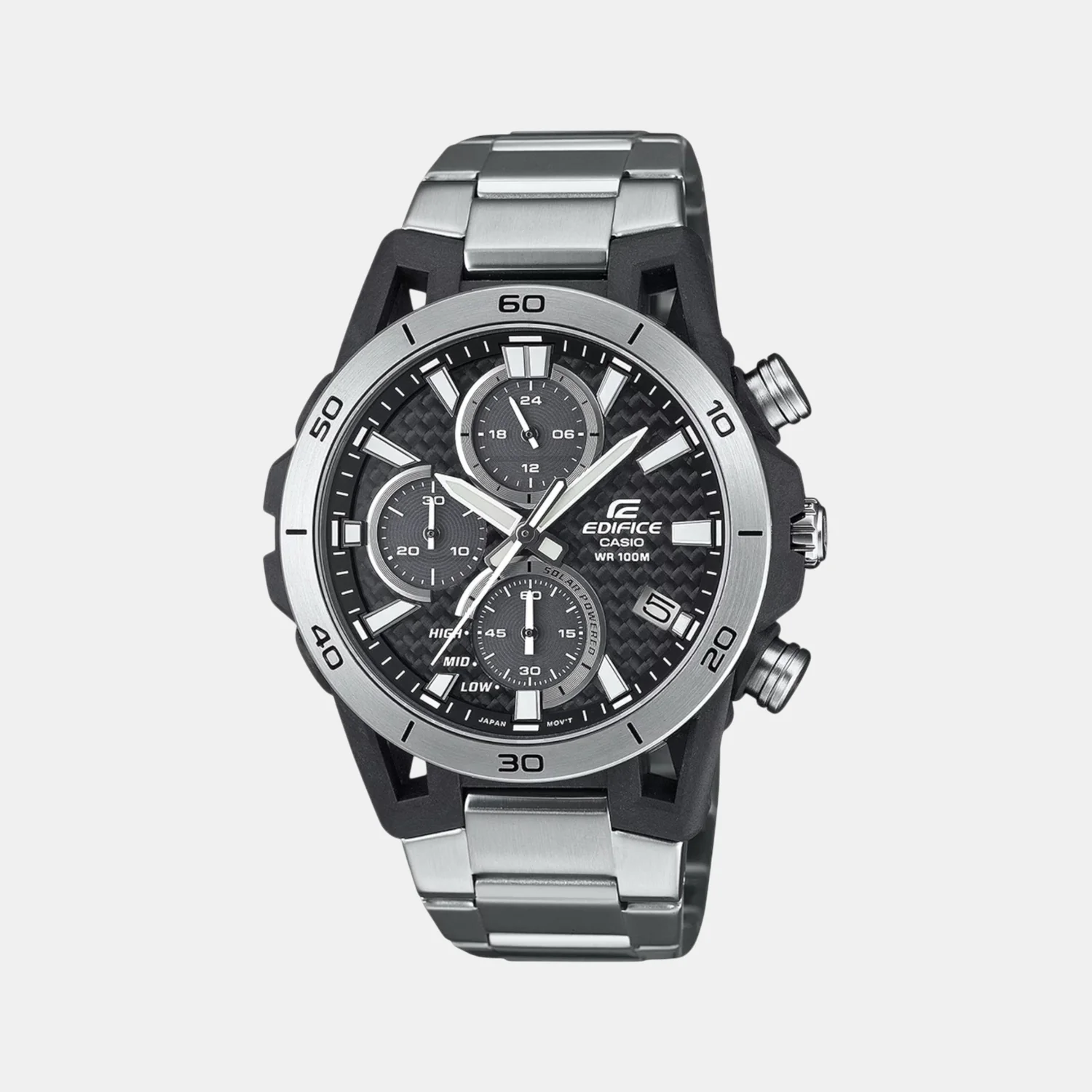 Edifice Men Quartz Silver Dial Chronograph Stainless Steel Watch ED628