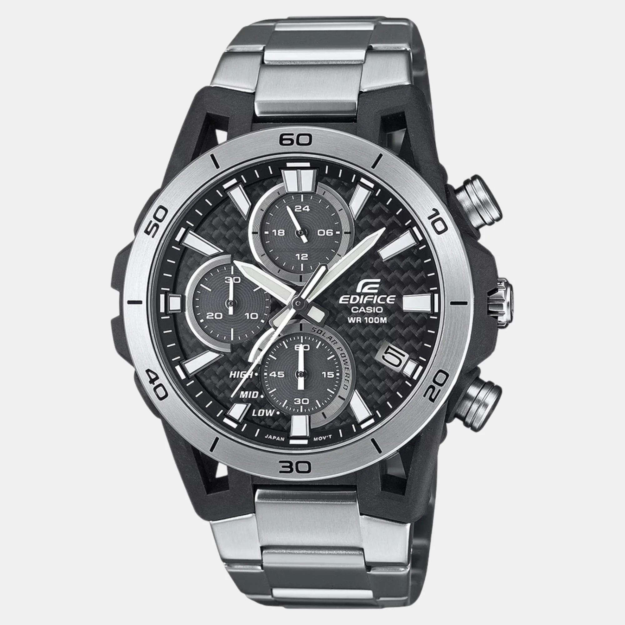 Edifice Men Quartz Silver Dial Chronograph Stainless Steel Watch ED628 - Image 2
