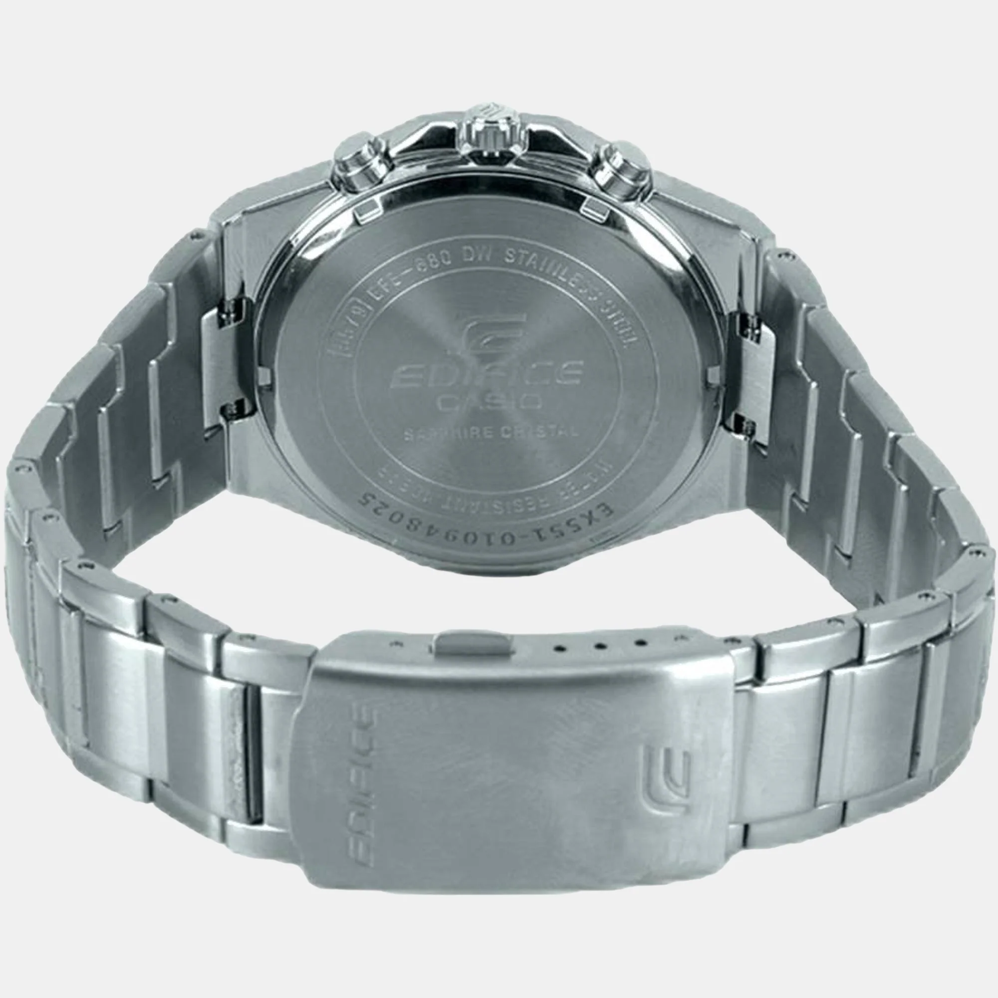Edifice Men Quartz Silver Dial Chronograph Stainless Steel Watch EX552 - Image 5