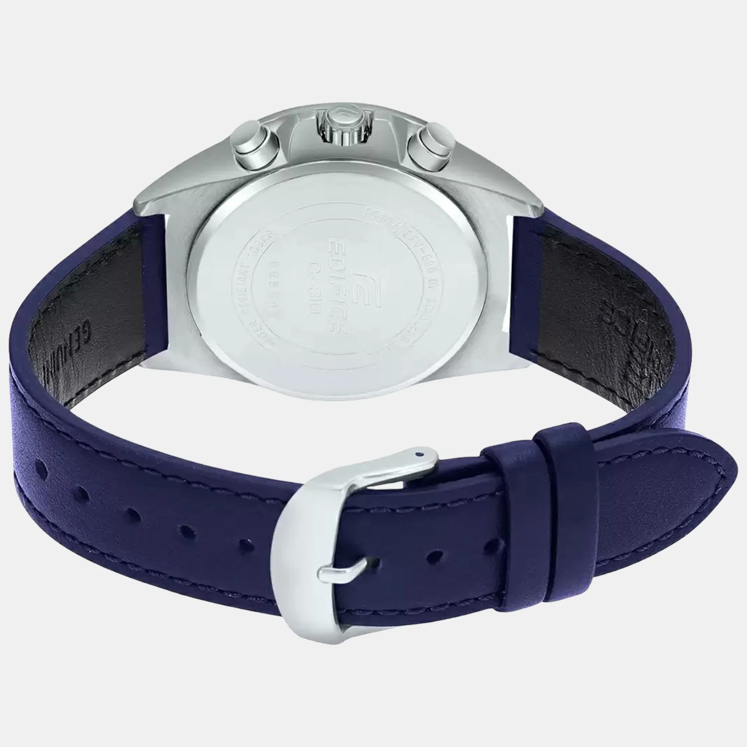 Edifice Men Quartz White Dial Chronograph Leather Watch ED543 - Image 5