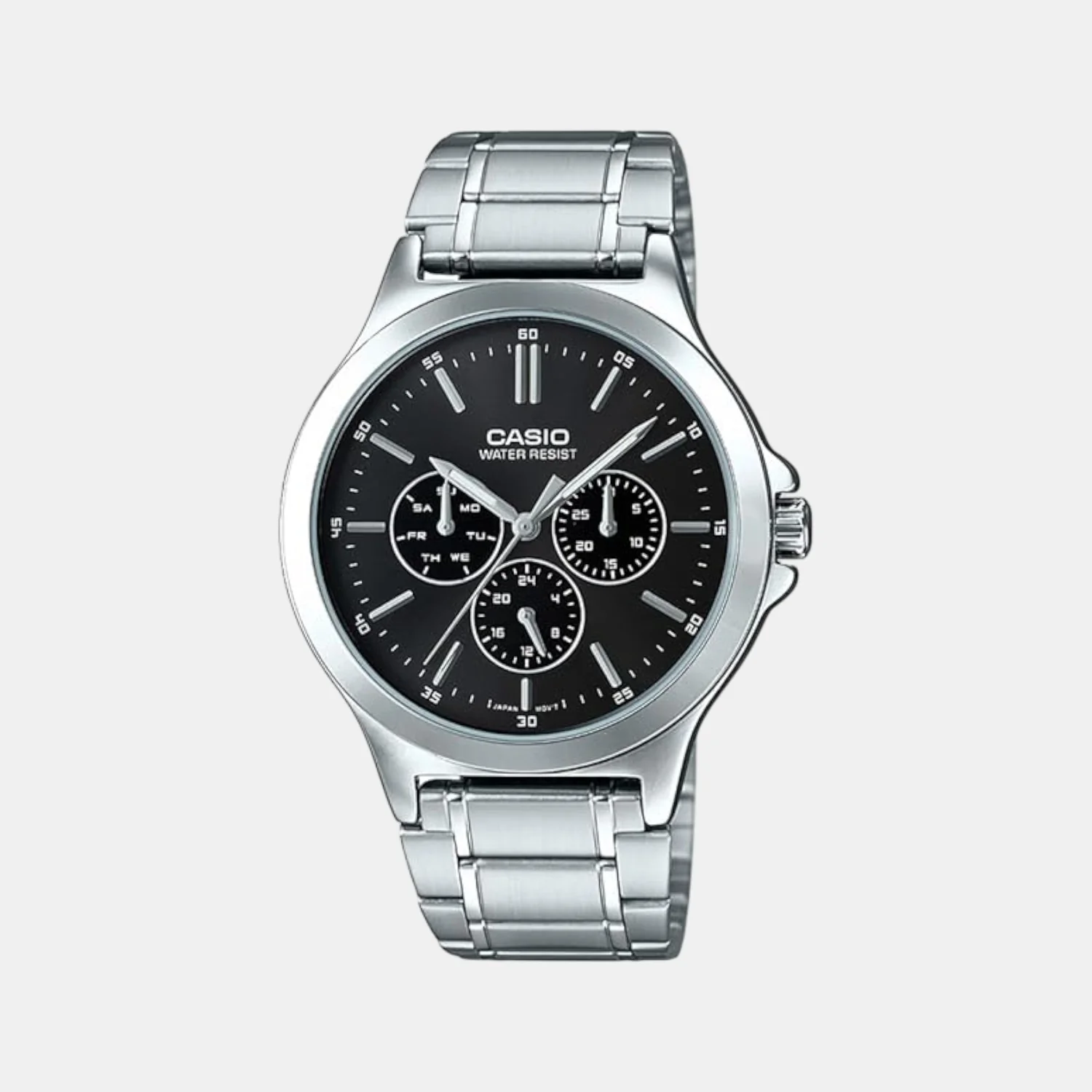 Enticer Men Quartz Black Dial Multi-Function Stainless Steel Watch A1173