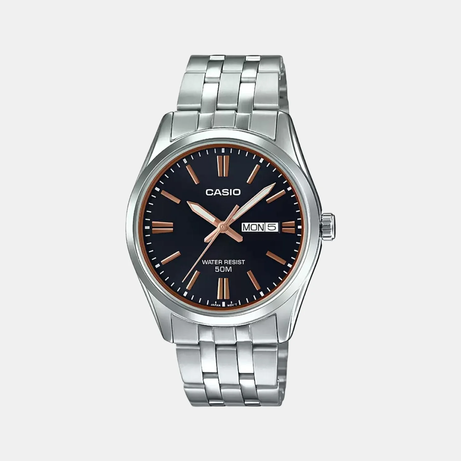 Enticer Men Quartz Black Dial Analog Stainless Steel Watch A1515