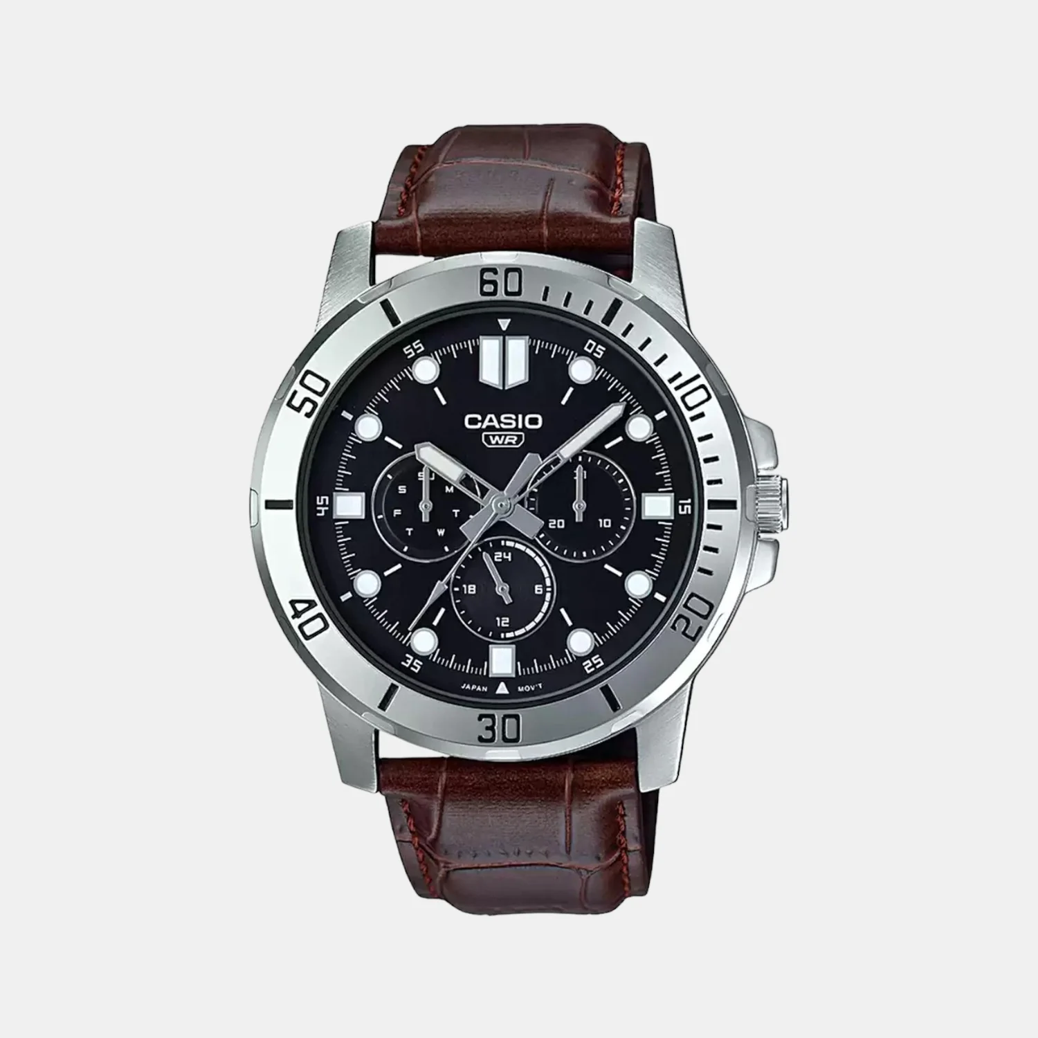 Enticer Men Quartz Black Dial Chronograph Leather Watch A1751