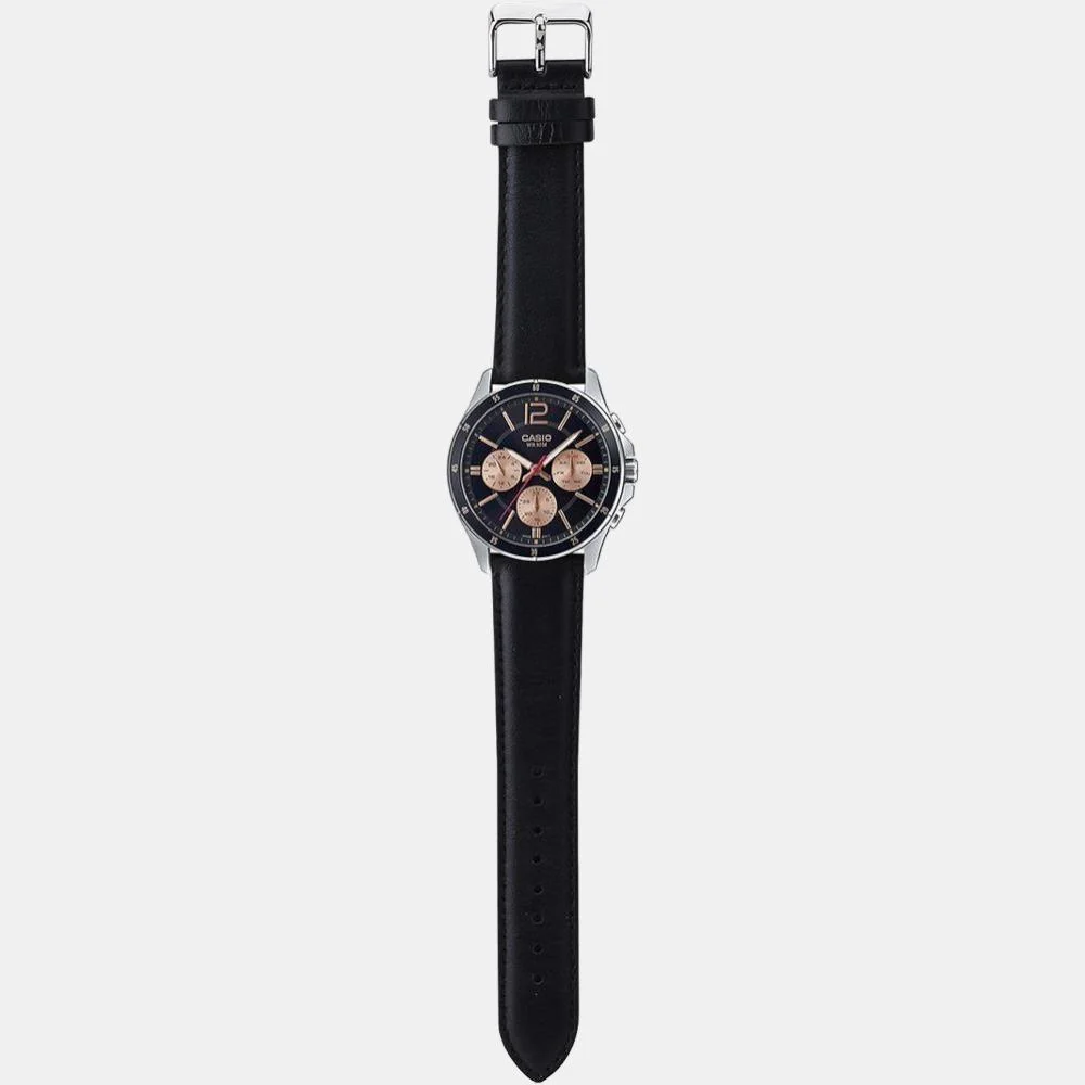 Enticer Men Quartz Black Dial Chronograph Leather Watch A1888 - Image 6