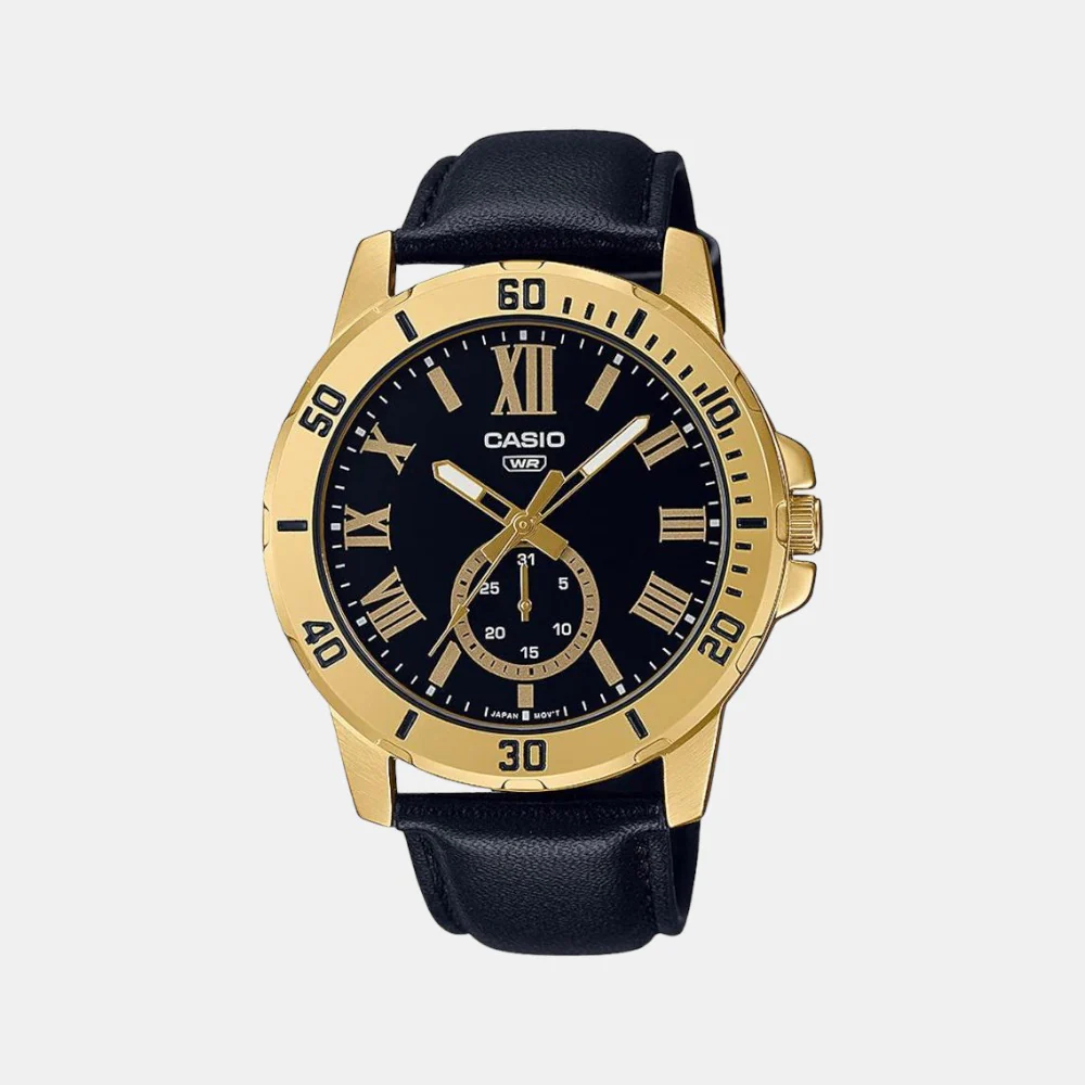 Enticer Men Quartz Black Dial Chronograph Leather Watch A2074