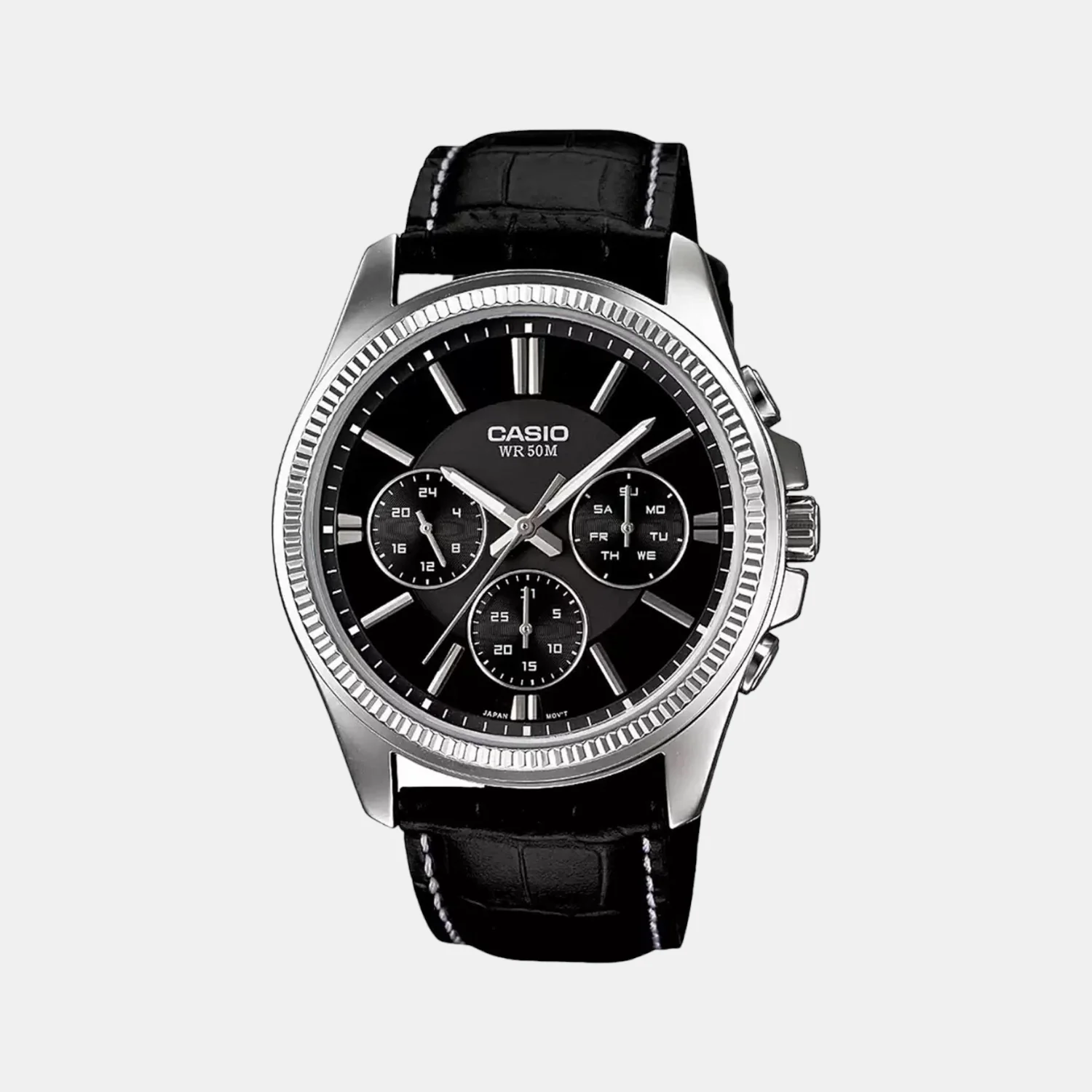 Enticer Men Quartz Black Dial Chronograph Leather Watch A838