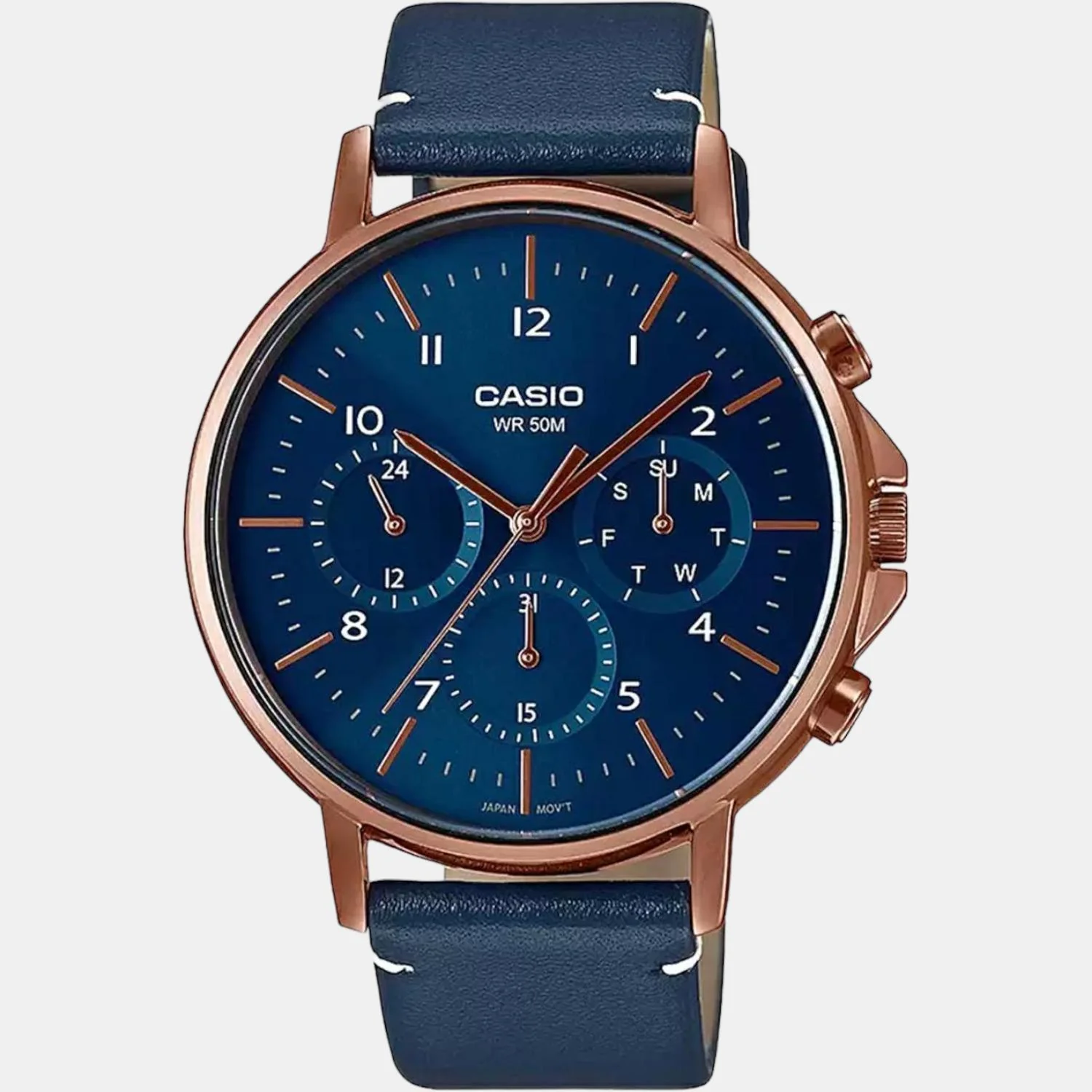 Enticer Men Quartz Blue Dial Chronograph Leather Watch A1849 - Image 2
