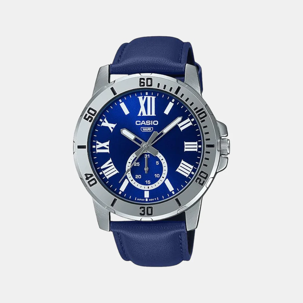 Enticer Men Quartz Blue Dial Chronograph Leather Watch A2073