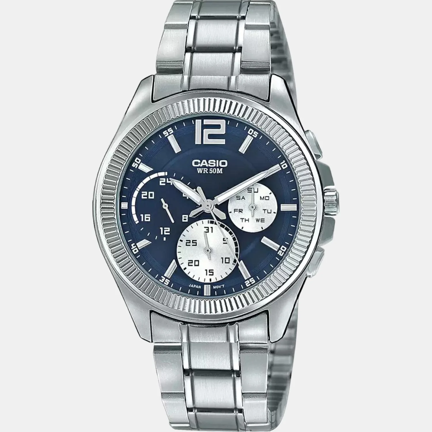 Enticer Men Quartz Blue Dial Chronograph Stainless Steel Watch A1660 - Image 2