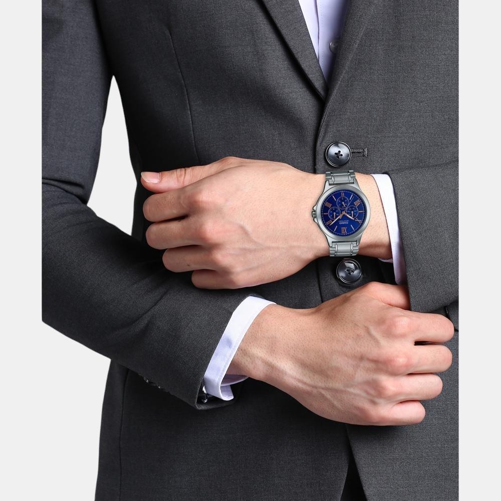 Enticer Men Quartz Blue Dial Chronograph Stainless Steel Watch A1894 - Image 2