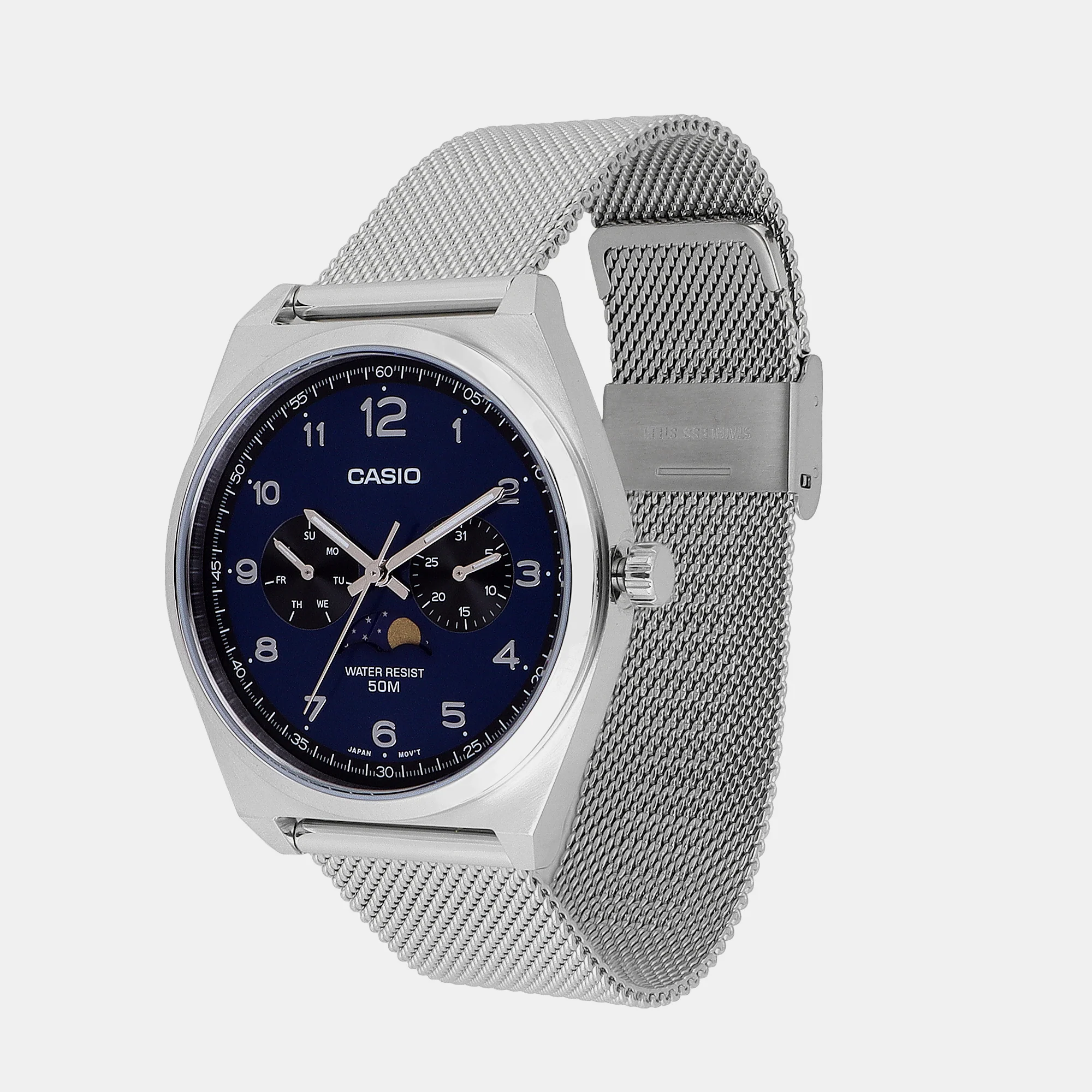 Enticer Men Quartz Blue Dial Chronograph Mesh Watch A2179 - Image 2