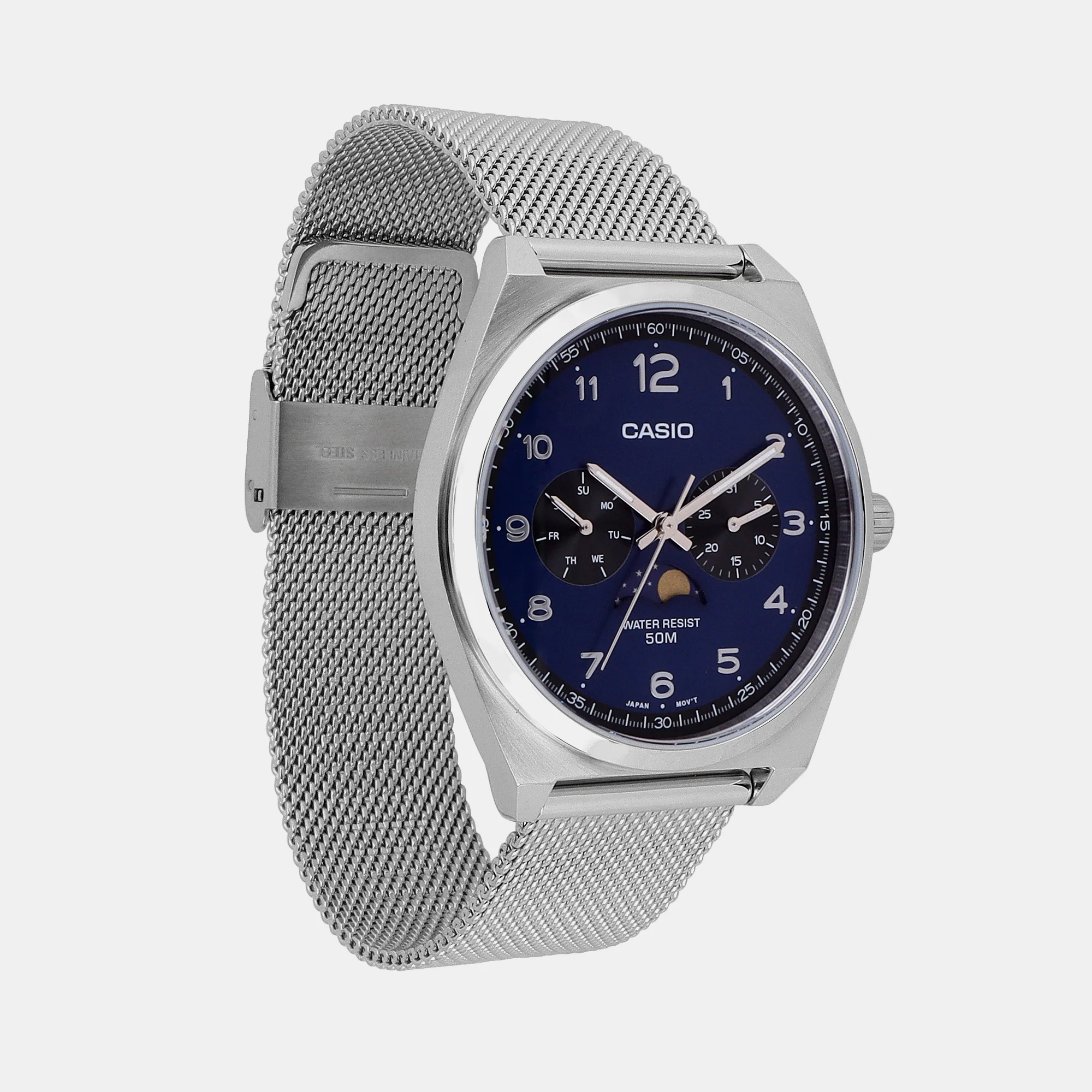 Enticer Men Quartz Blue Dial Chronograph Mesh Watch A2179 - Image 3
