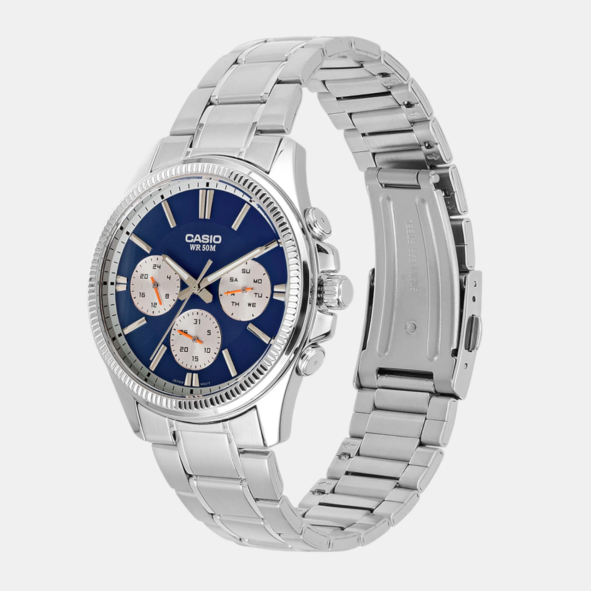 Enticer Men Quartz Blue Dial Multi-Function Stainless Steel Watch A2228 - Image 3