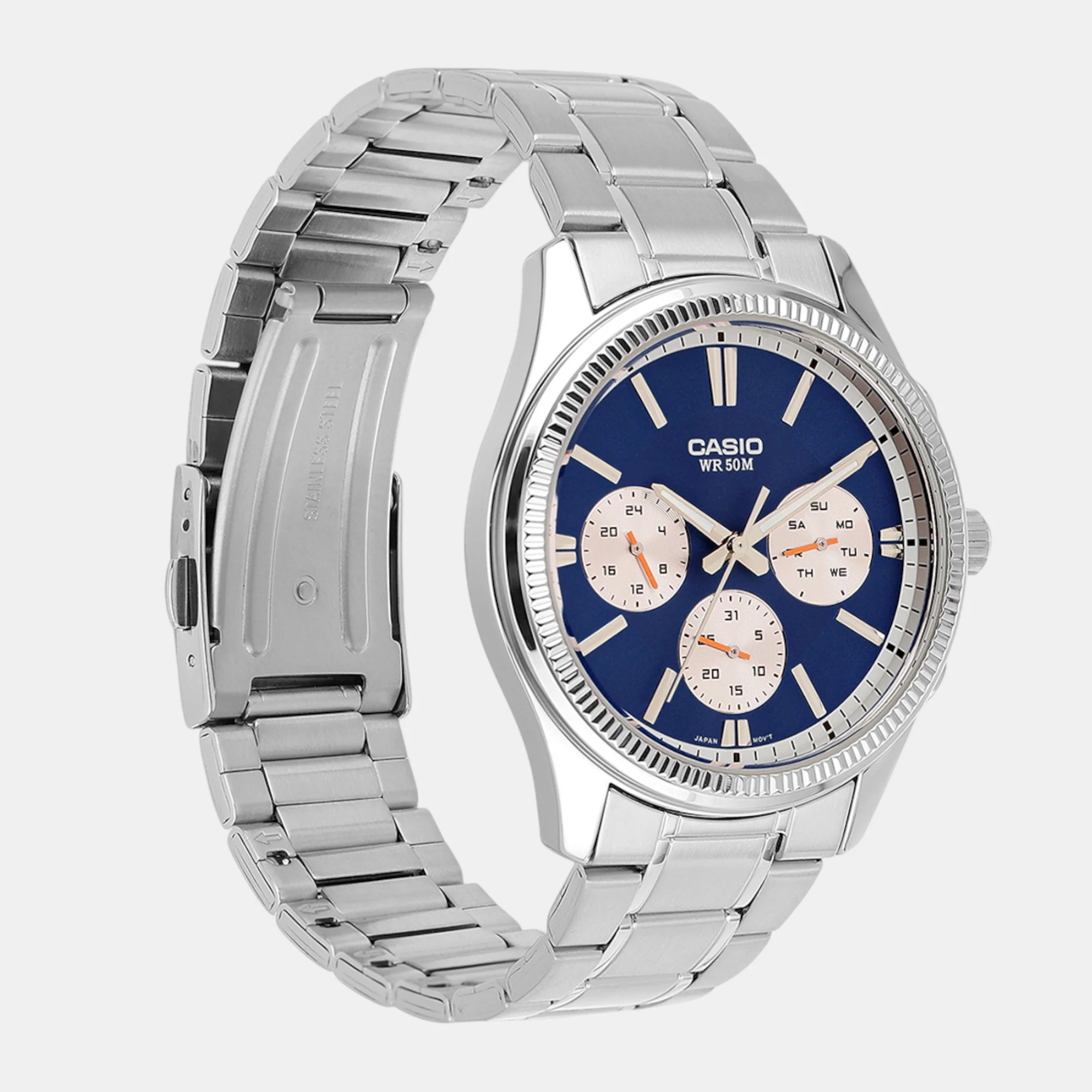 Enticer Men Quartz Blue Dial Multi-Function Stainless Steel Watch A2228 - Image 4