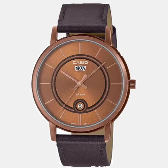 Enticer Men Quartz Brown Dial Analog Leather Watch A2045 - Image 2