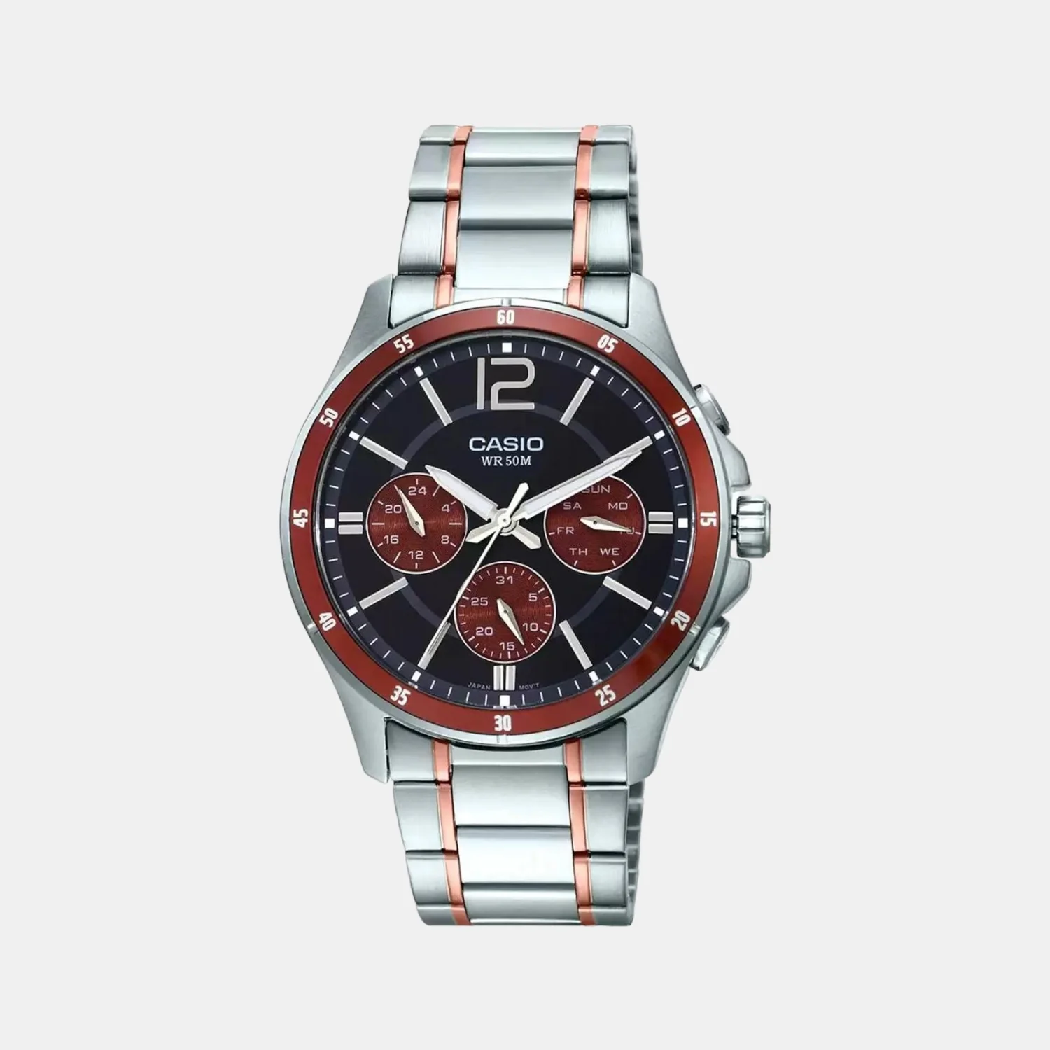Enticer Men Quartz Brown Dial Chronograph Stainless Steel Watch A1650
