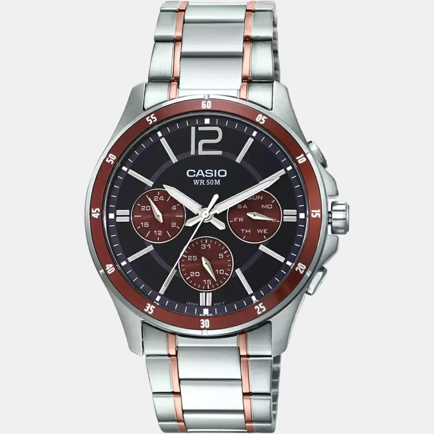 Enticer Men Quartz Brown Dial Chronograph Stainless Steel Watch A1650 - Image 2