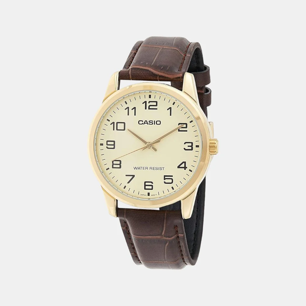Enticer Men Quartz Gold Dial Analog Leather Watch A1086