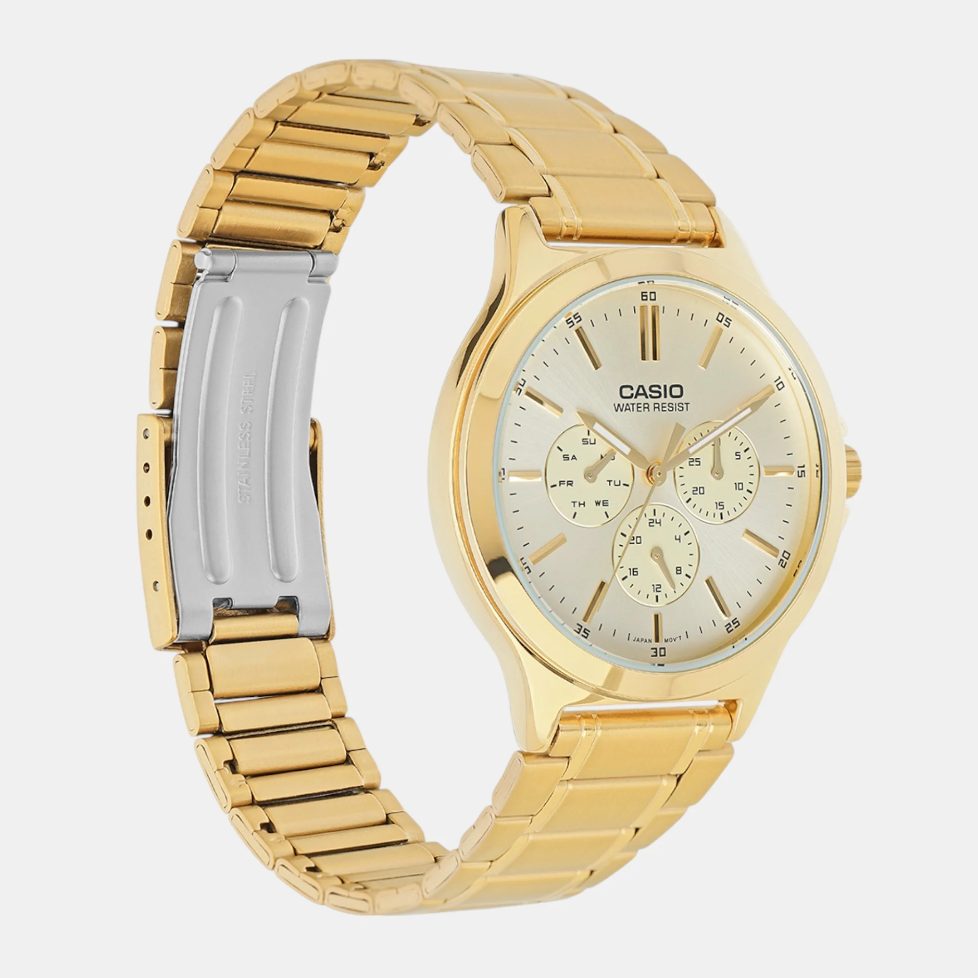 Enticer Men Quartz Gold Dial Multi-Function Stainless Steel Watch A2319 - Image 4