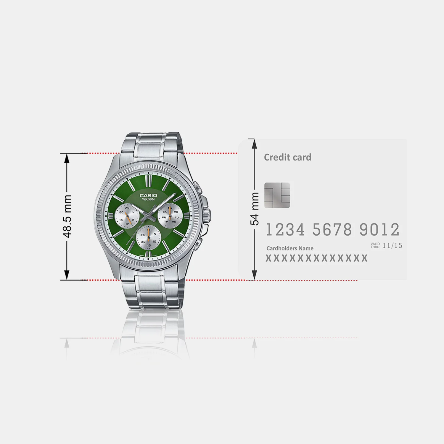 Enticer Men Quartz Green Dial Chronograph Stainless Steel Watch A2230 - Image 5