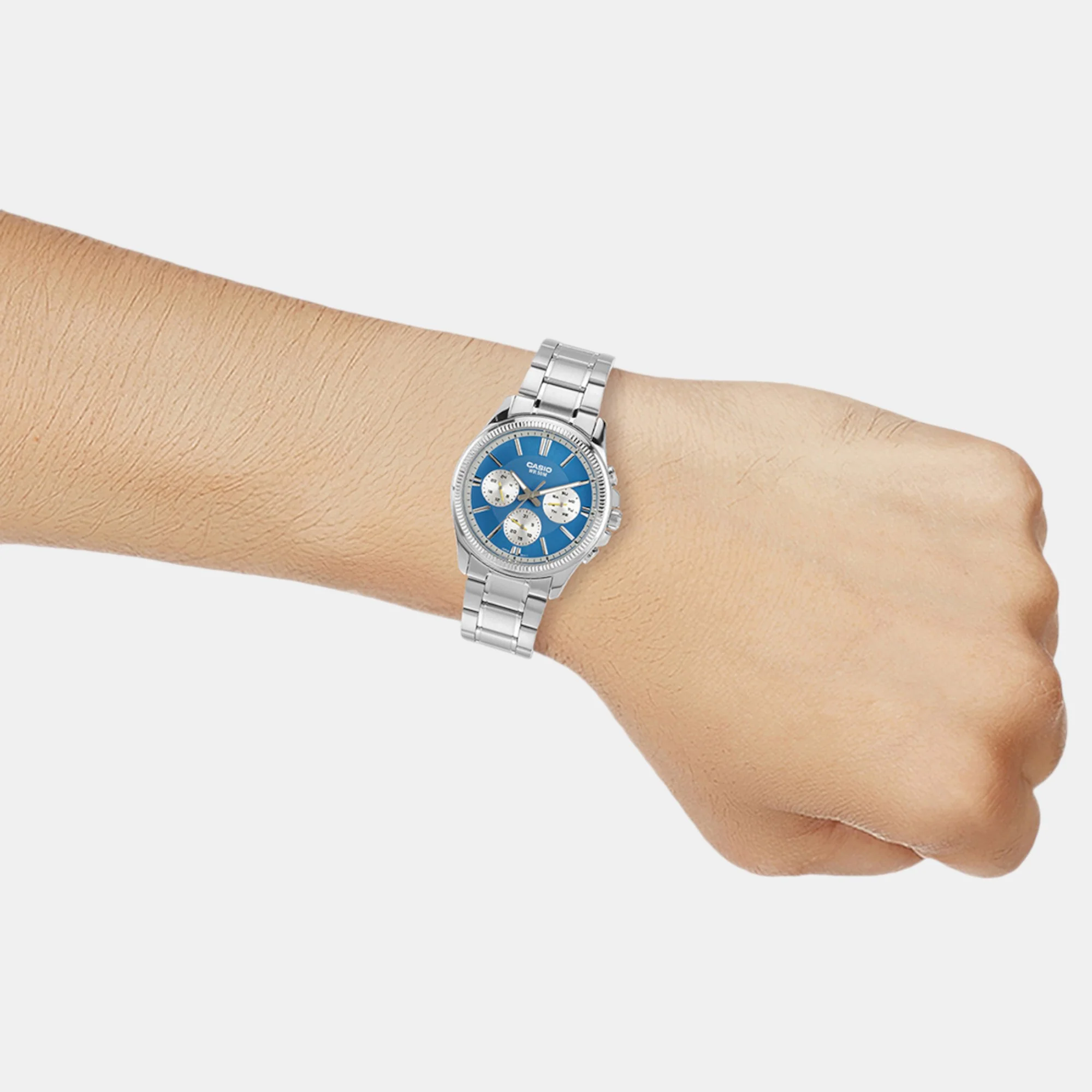 Enticer Men Quartz Light Blue Dial Chronograph Stainless Steel Watch A2229 - Image 8