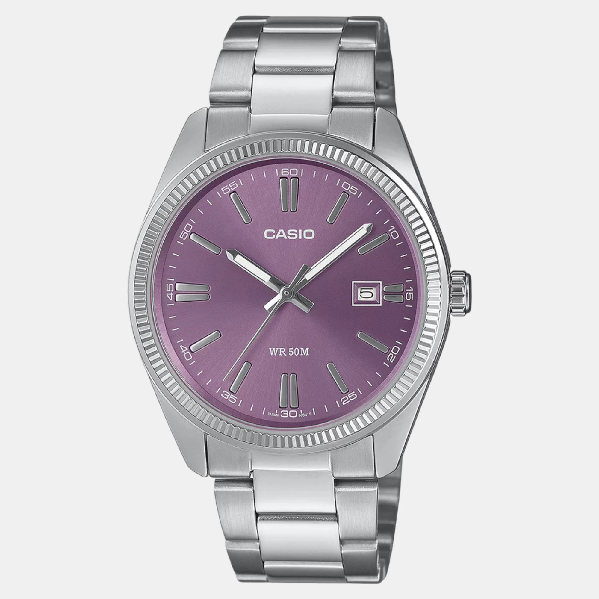 Enticer Men Quartz Purple Dial Analog Stainless Steel Watch A2368 - Image 2