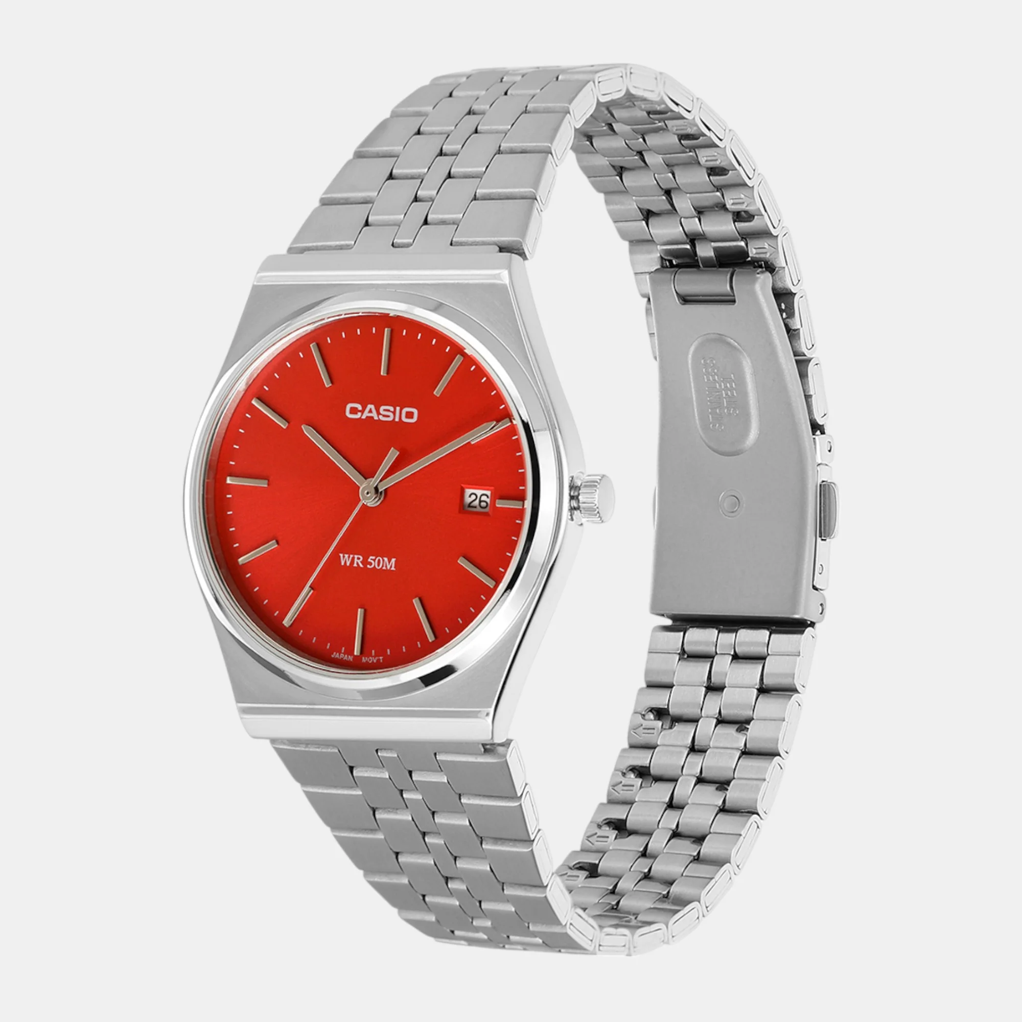 Enticer Men Quartz Red Dial Analog Stainless Steel Watch A2237 - Image 2