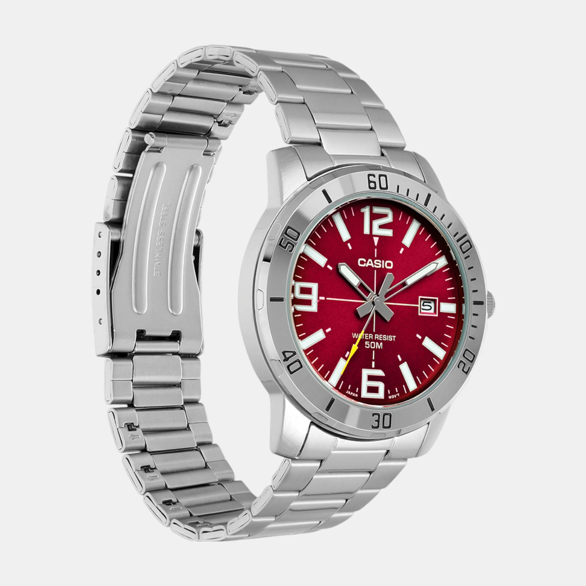 Enticer Men Quartz Red Dial Analog Stainless Steel Watch A2338 - Image 2