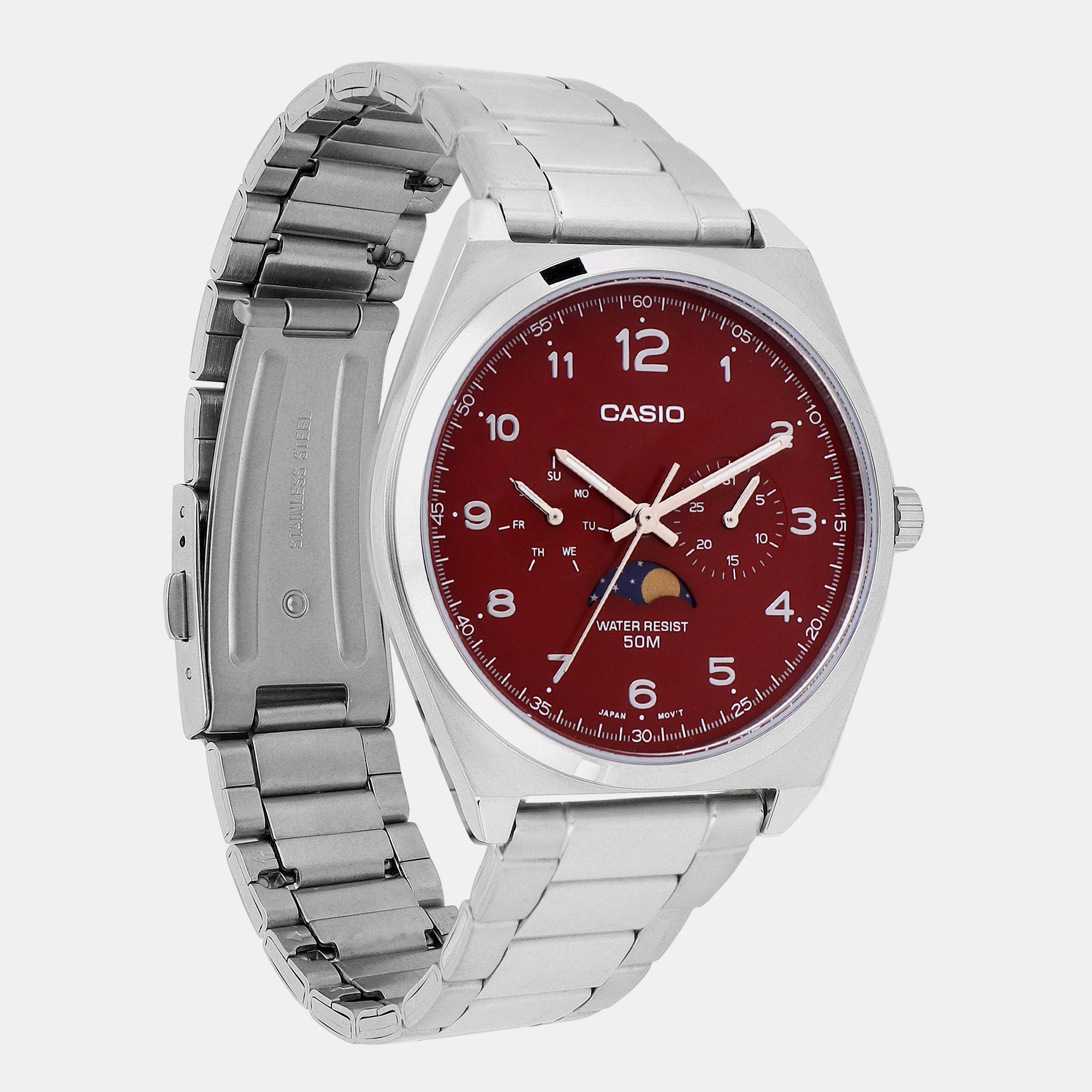 Enticer Men Quartz Red Dial Chronograph Stainless Steel Watch A2175 - Image 3
