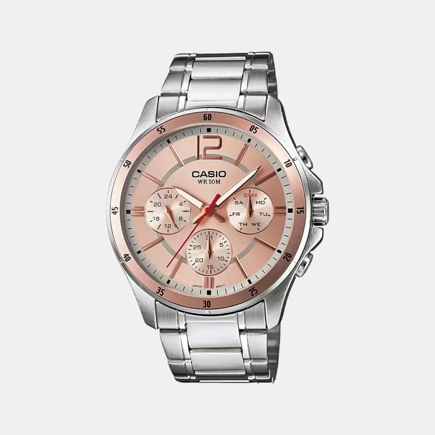 Enticer Men Quartz Rose Gold Dial Chronograph Stainless Steel Watch A1649