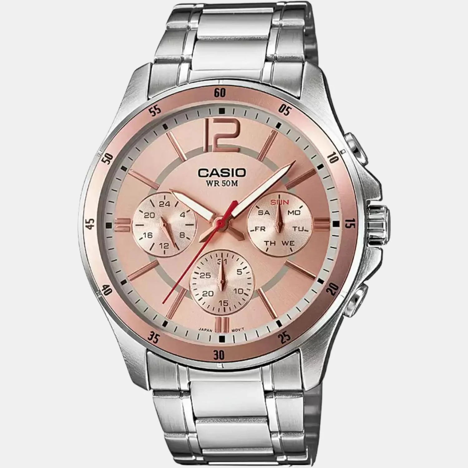 Enticer Men Quartz Rose Gold Dial Chronograph Stainless Steel Watch A1649 - Image 2