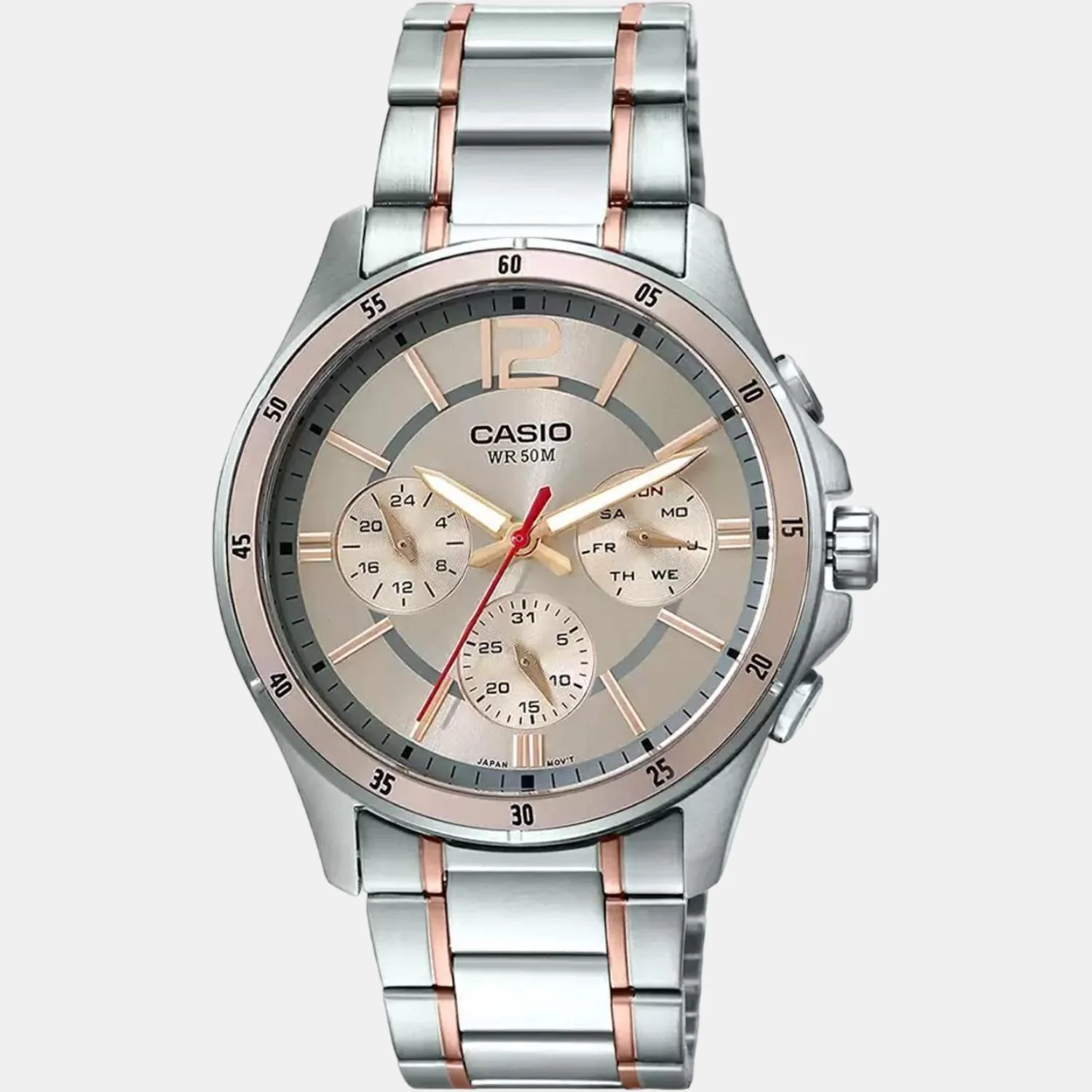 Enticer Men Quartz Rose Gold Dial Chronograph Stainless Steel Watch A1651 - Image 2