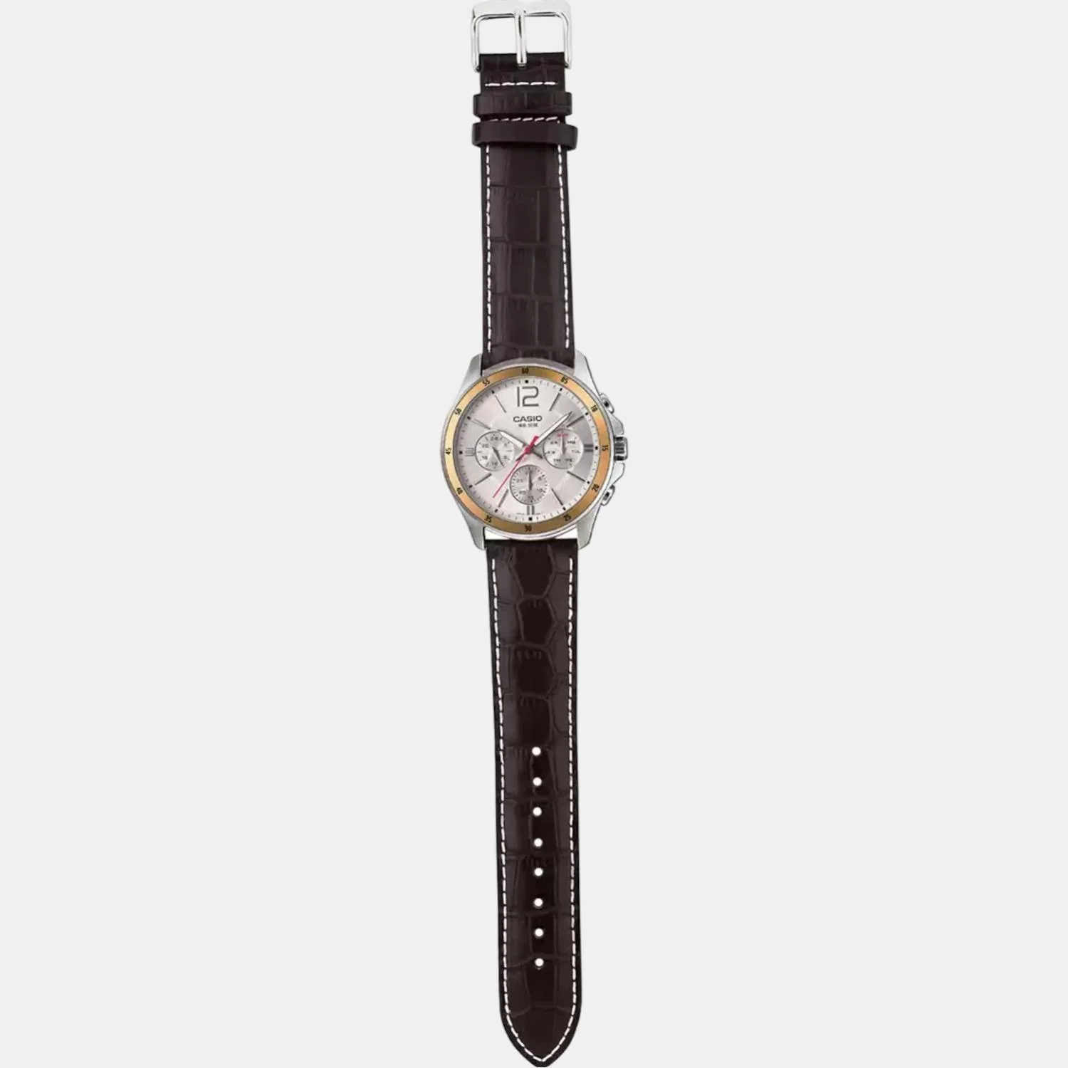 Enticer Men Quartz Silver Dial Chronograph Leather Watch A835 - Image 7