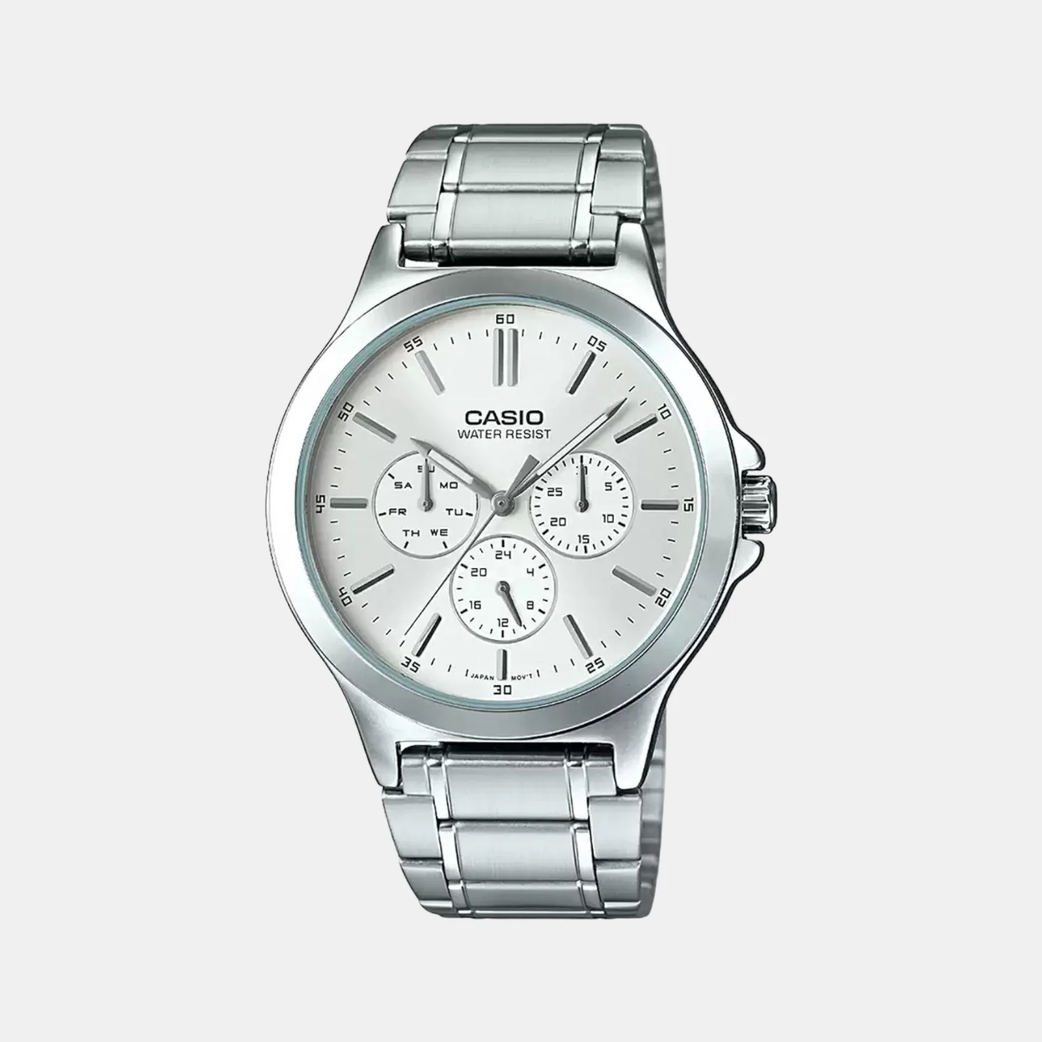 Enticer Men Quartz White Dial Multi-Function Stainless Steel Watch A1174