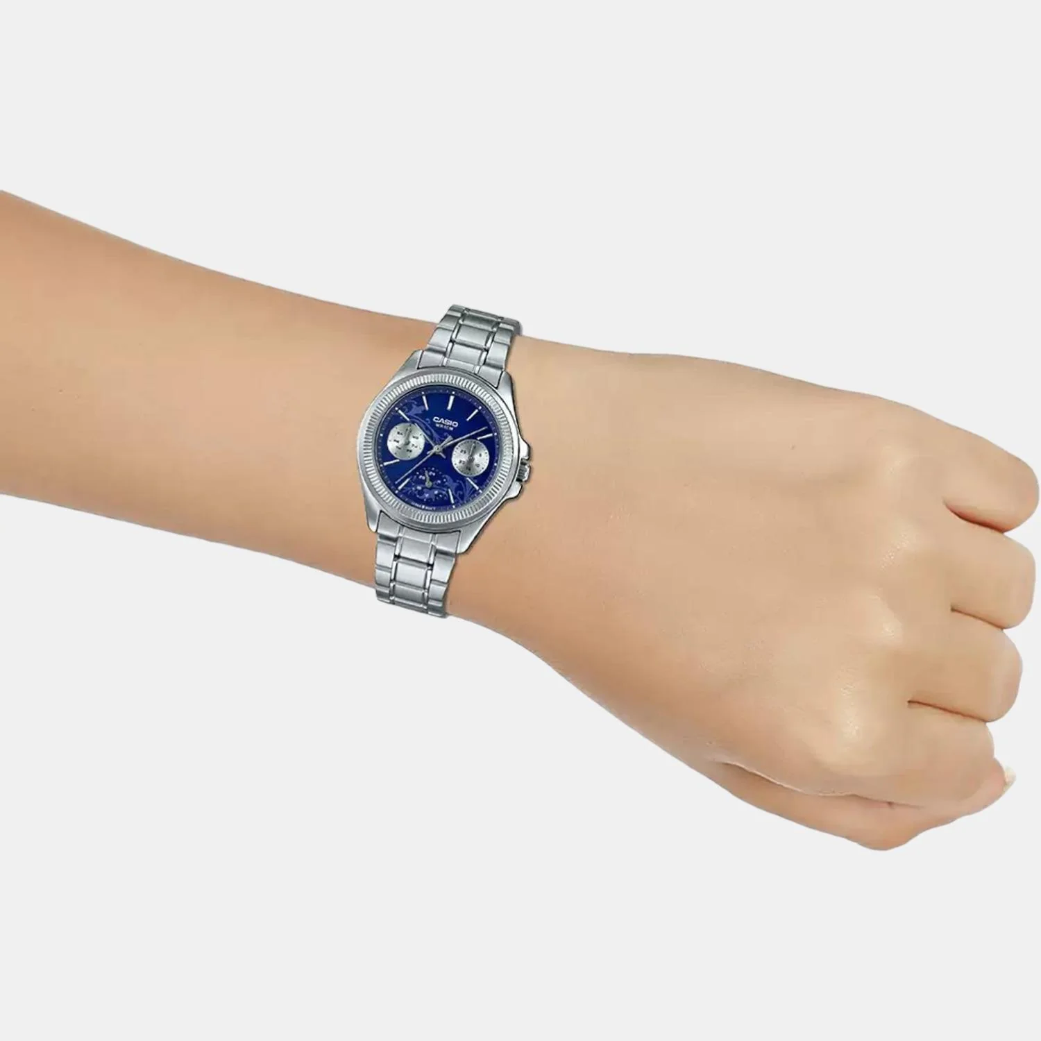 Enticer Women Quartz Blue Dial Chronograph Stainless Steel Watch A1571 - Image 6
