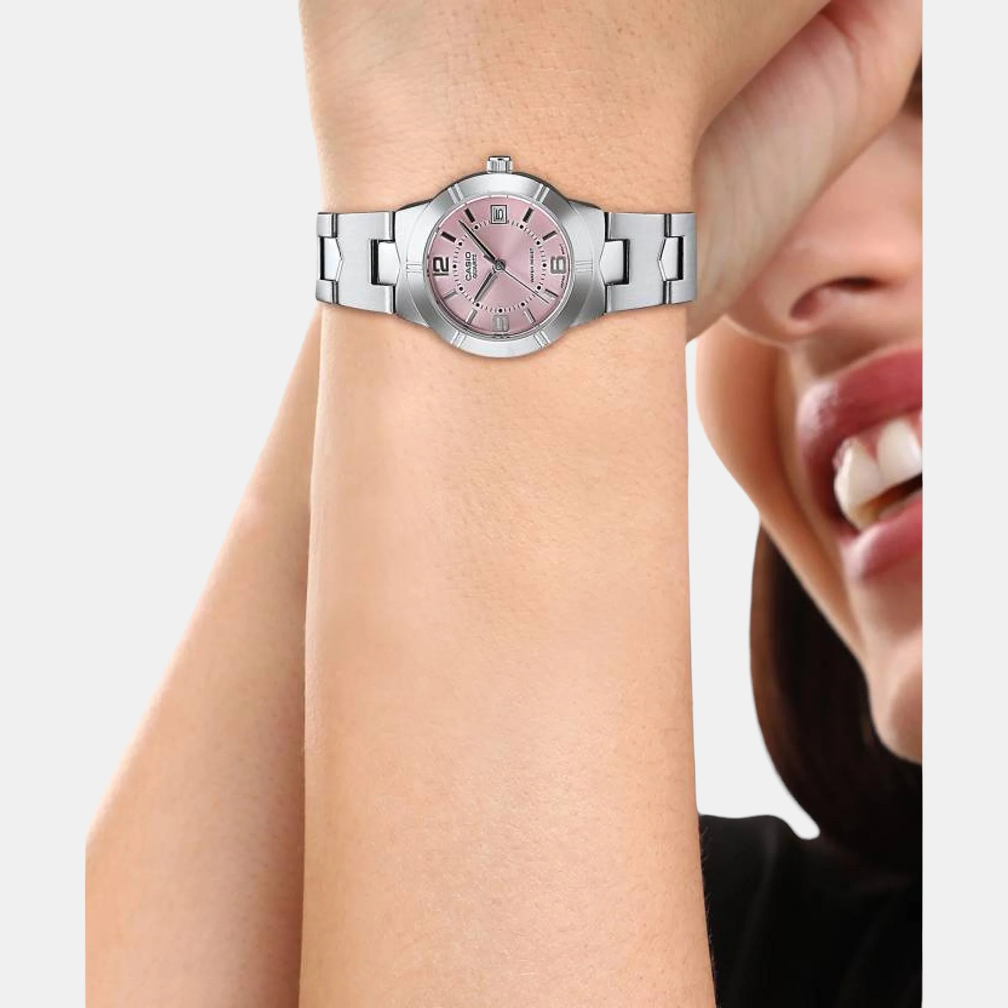 Enticer Women Quartz Pink Dial Analog Stainless Steel Watch A873 - Image 4