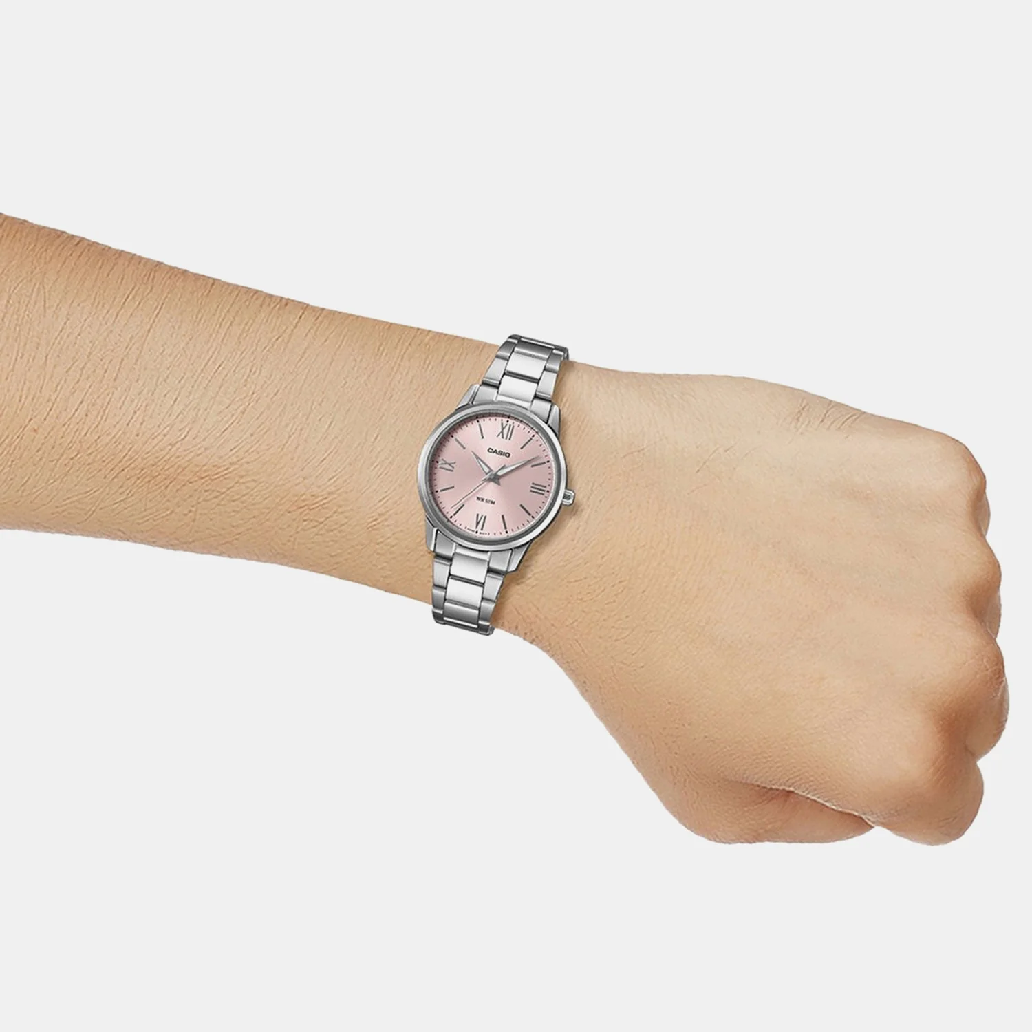 Enticer Women Quartz Pink Dial Analog Stainless Steel Watch LTP-1303DD-4AV A2477 - Image 6