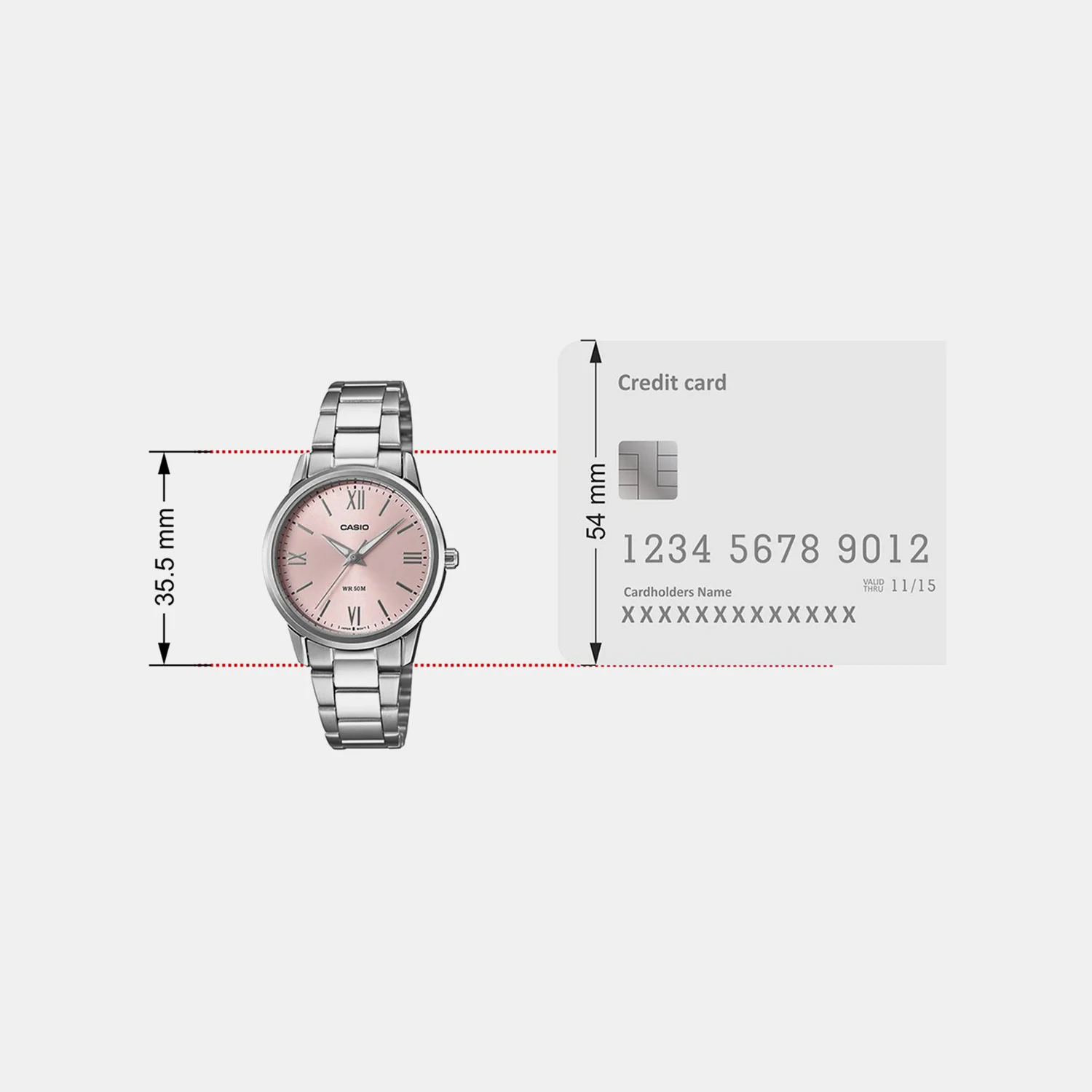 Enticer Women Quartz Pink Dial Analog Stainless Steel Watch LTP-1303DD-4AV A2477 - Image 7
