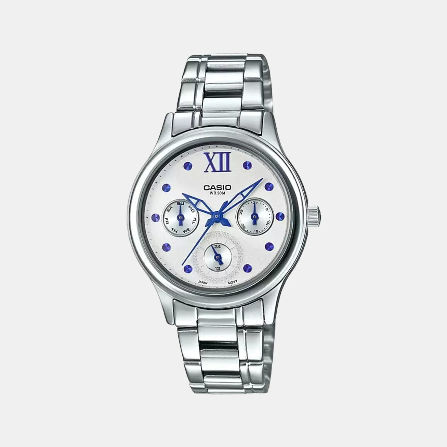 Enticer Women Quartz White Dial Chronograph Stainless Steel Watch A1597