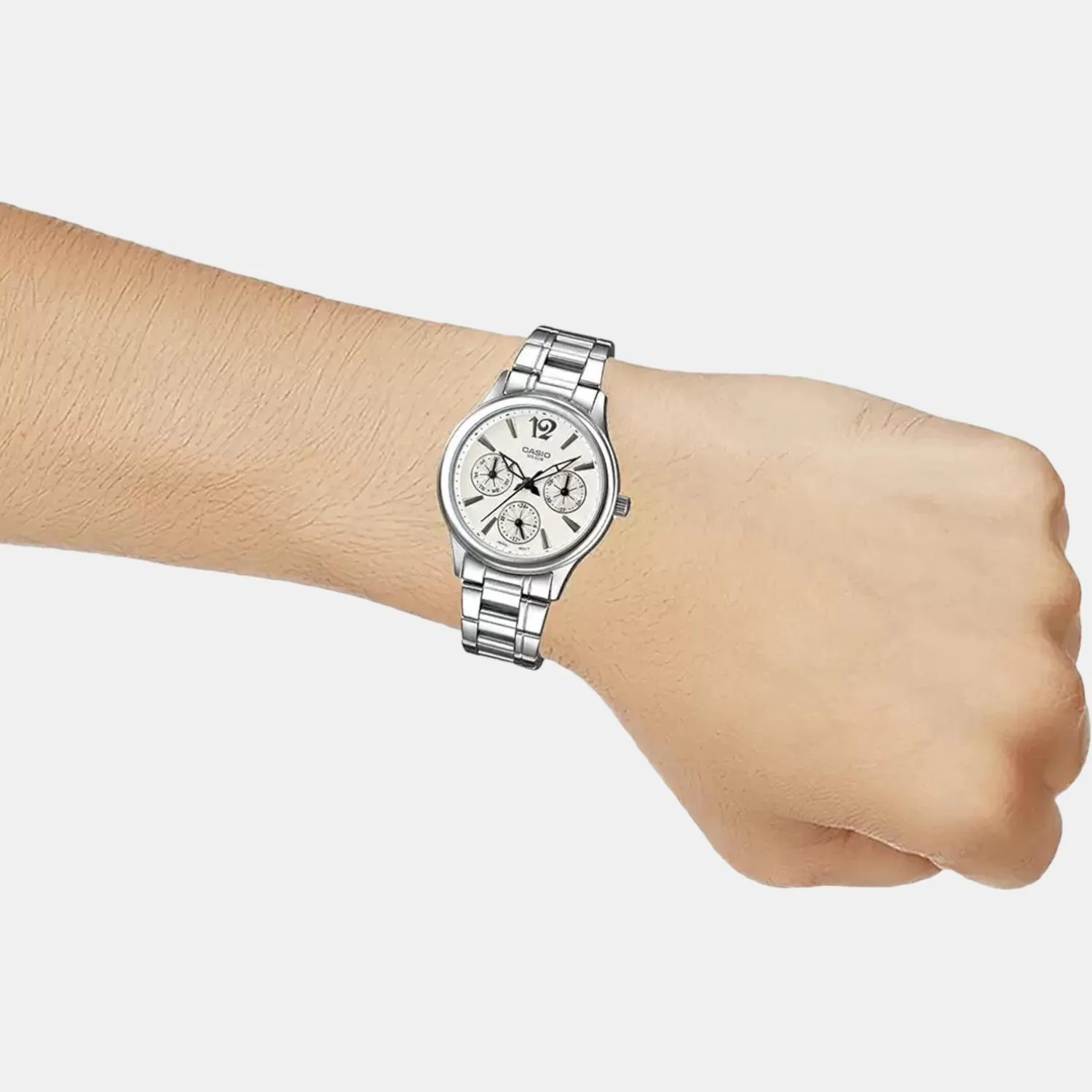 Enticer Women Quartz White Dial Chronograph Stainless Steel Watch A848 - Image 5