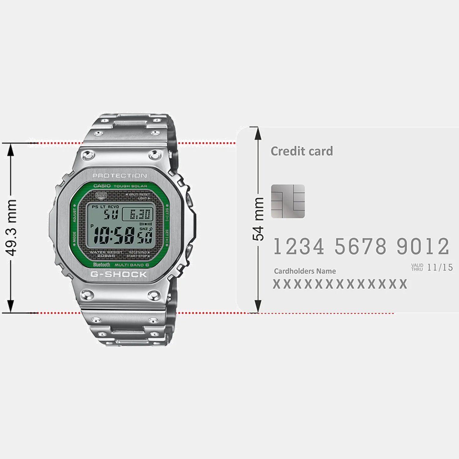 G-Shock Men Quartz Green Dial Digital Stainless Steel Watch G1628 - Image 7