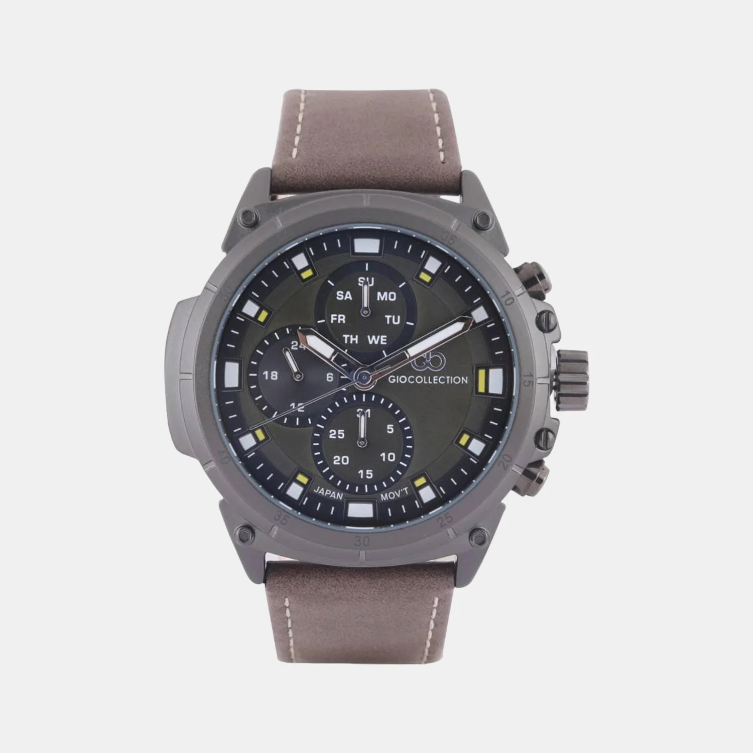 G-Shock Men Quartz Grey Dial Chronograph Leather Watch G1043