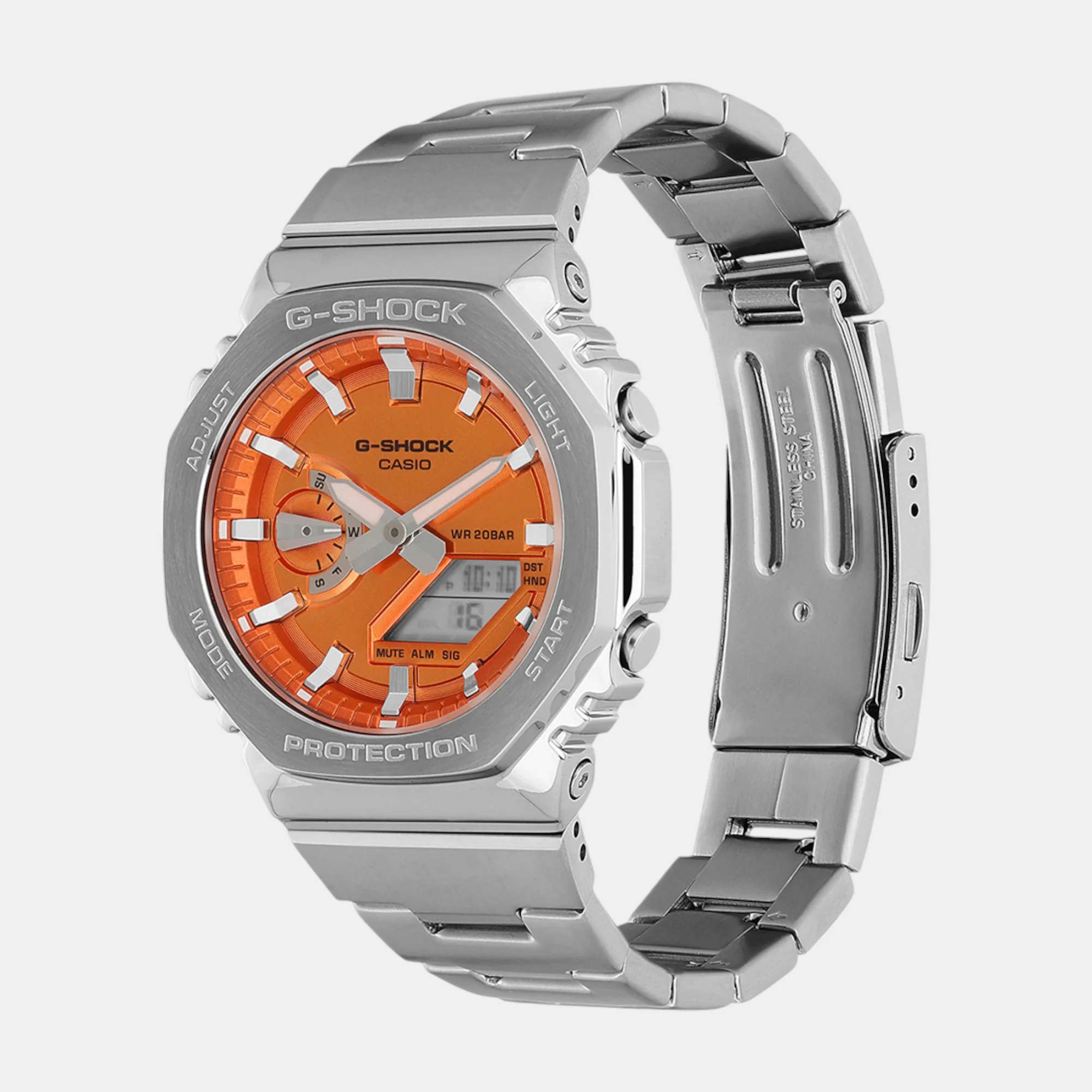 G-Shock Men Quartz Orange Dial Analog-Digital Stainless Steel Watch G1610 - Image 2