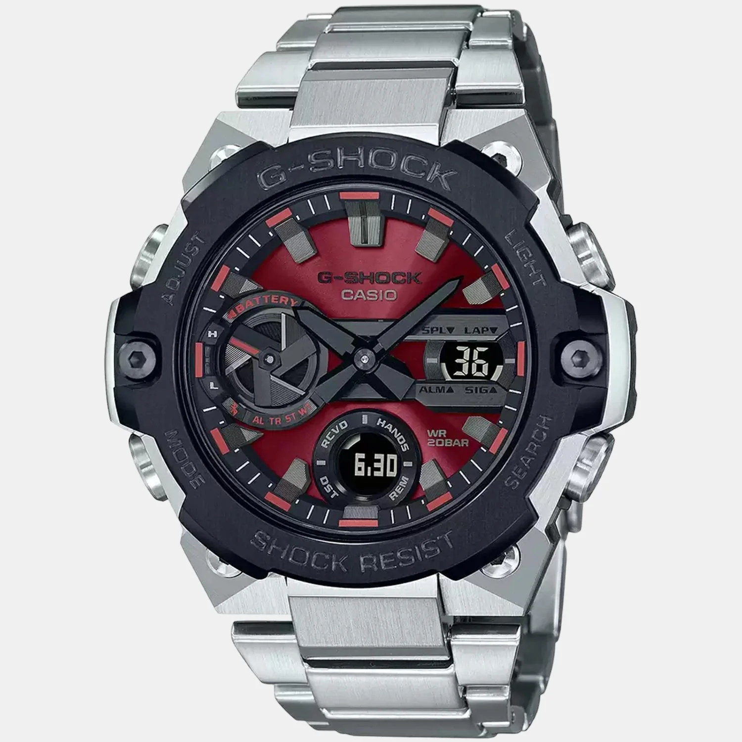 G-Shock Men Quartz Red Dial Analog-Digital Stainless Steel Watch G1123 - Image 2