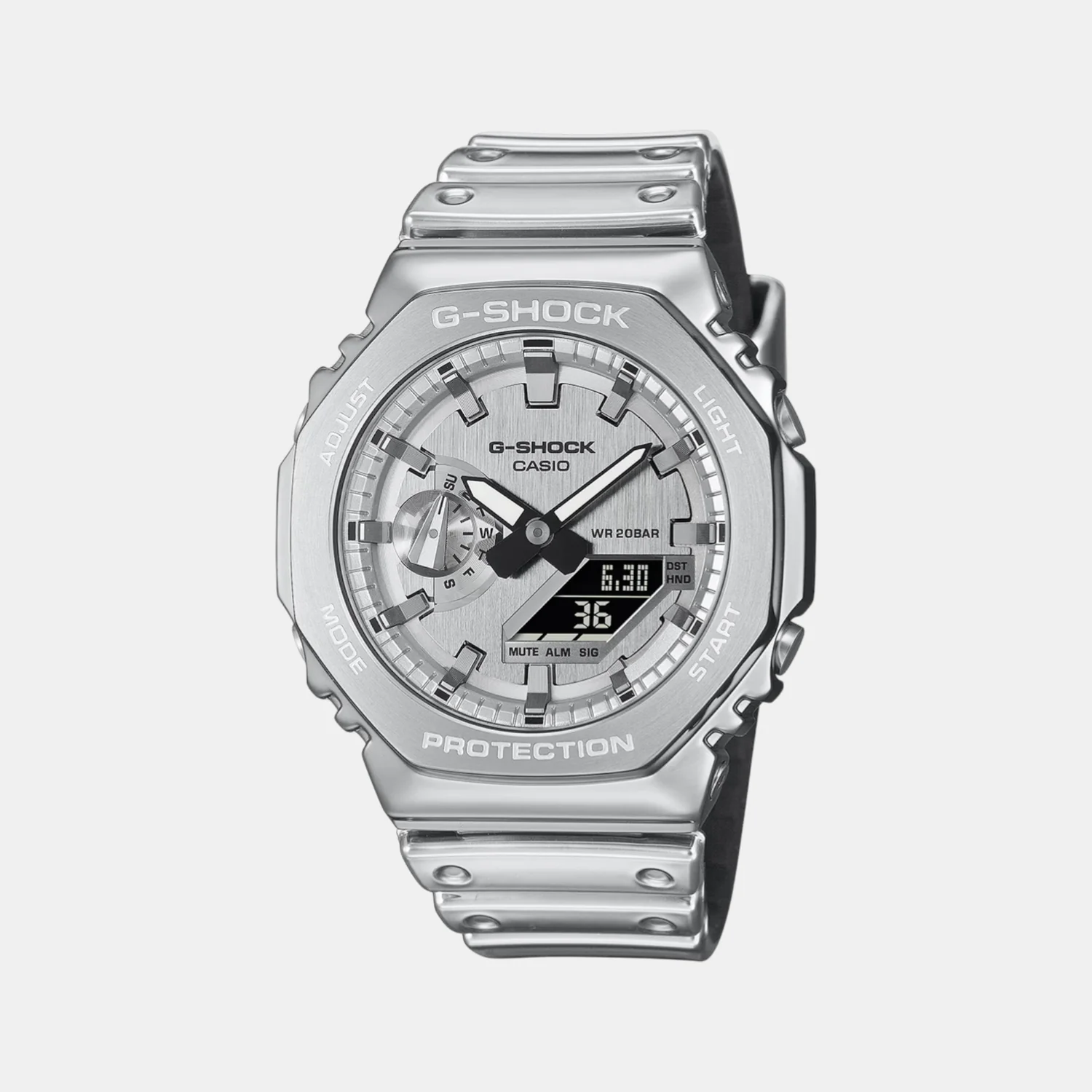 G-Shock Men Quartz Silver Dial Analog Resin Watch G1668