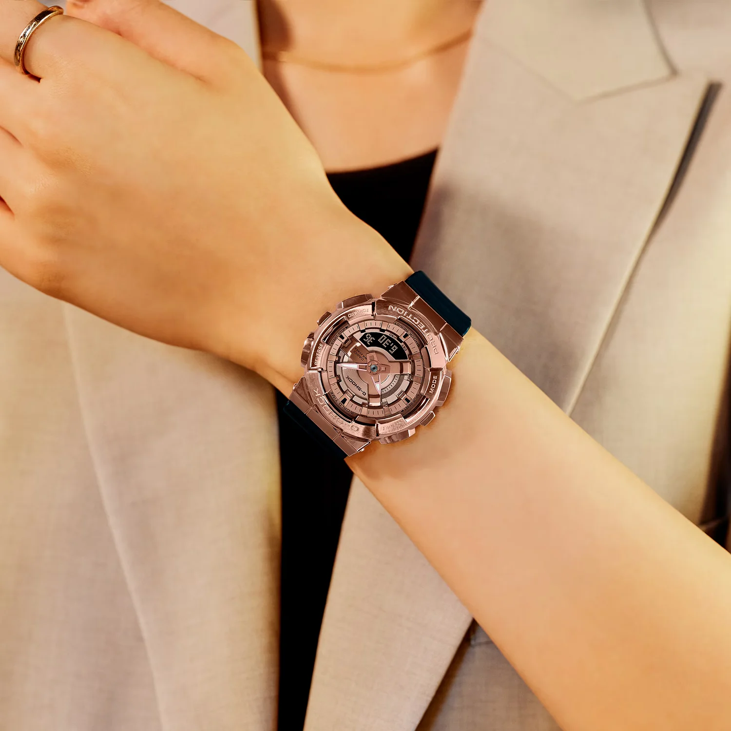 G-Shock Women Quartz Rose Gold Dial Analog-Digital Resin Watch G1315 - Image 3