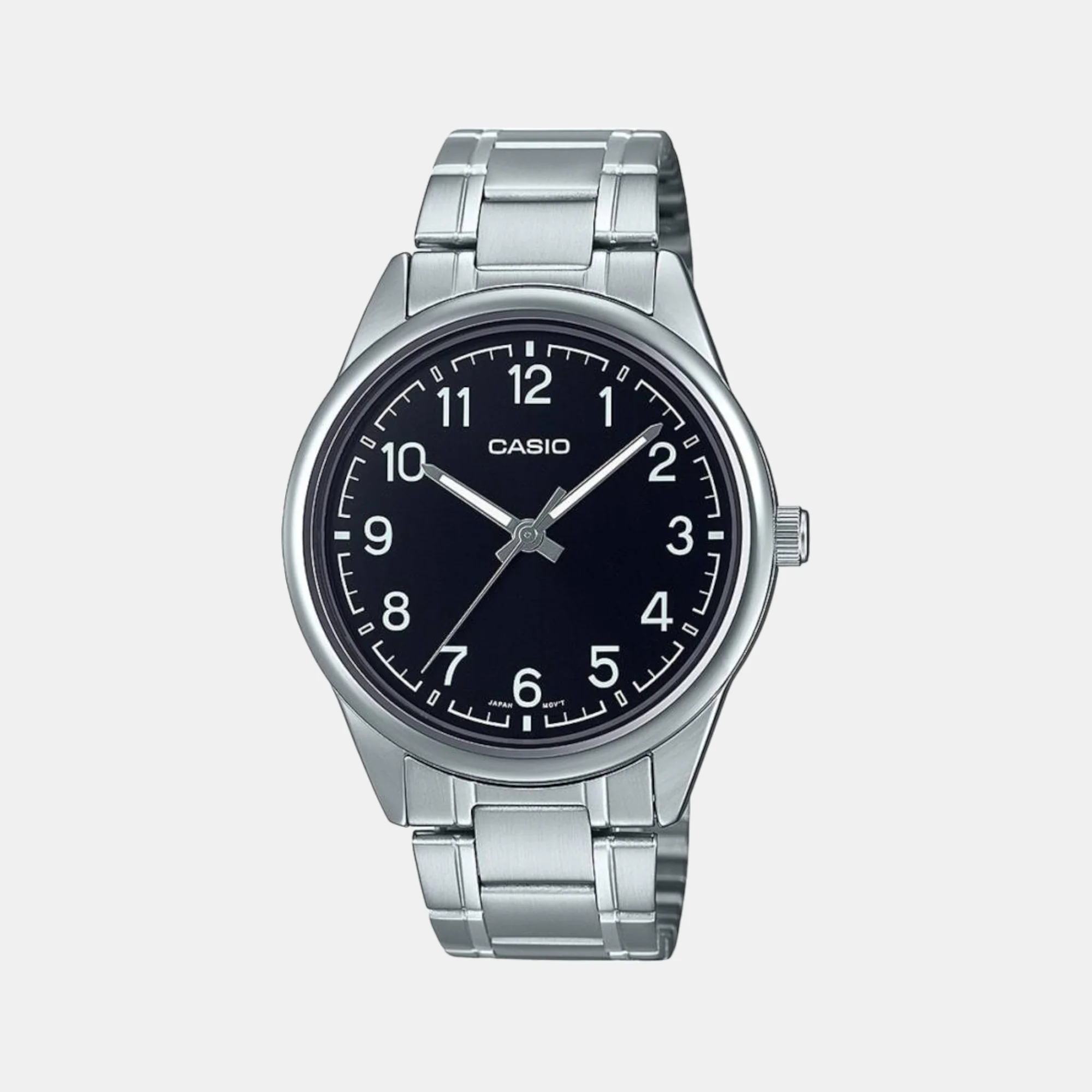 Men Quartz Black Dial Analog Stainless Steel Watch A2028